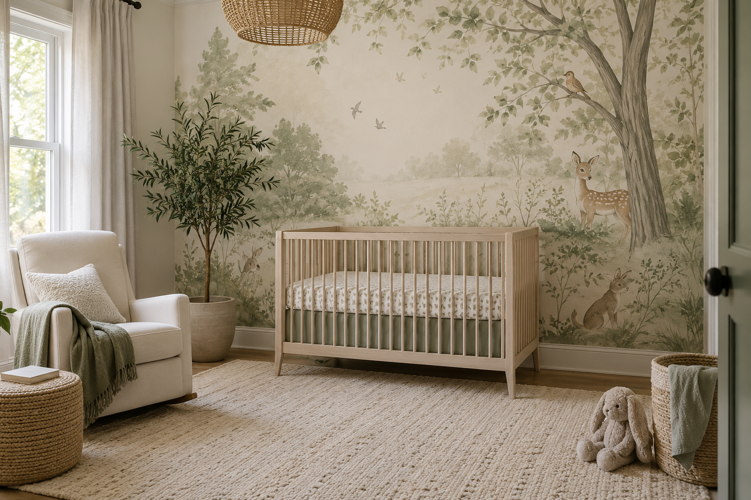 What Mural Wallpaper Is Suitable for a Nursery? — installed wallpaper mural in a nursery