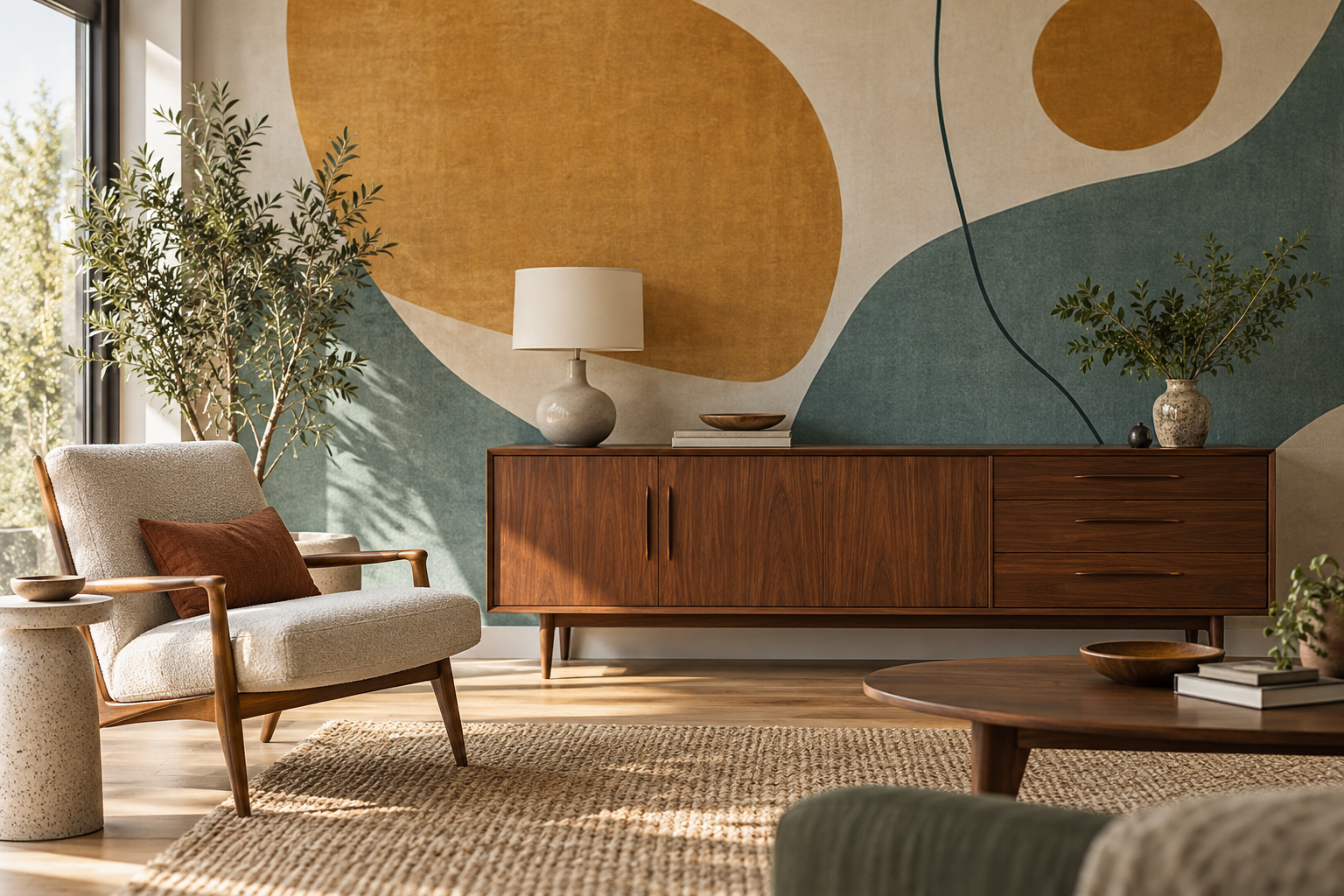 What Mural Wallpaper Works with Mid-Century Furniture? — wallpaper mural design preview