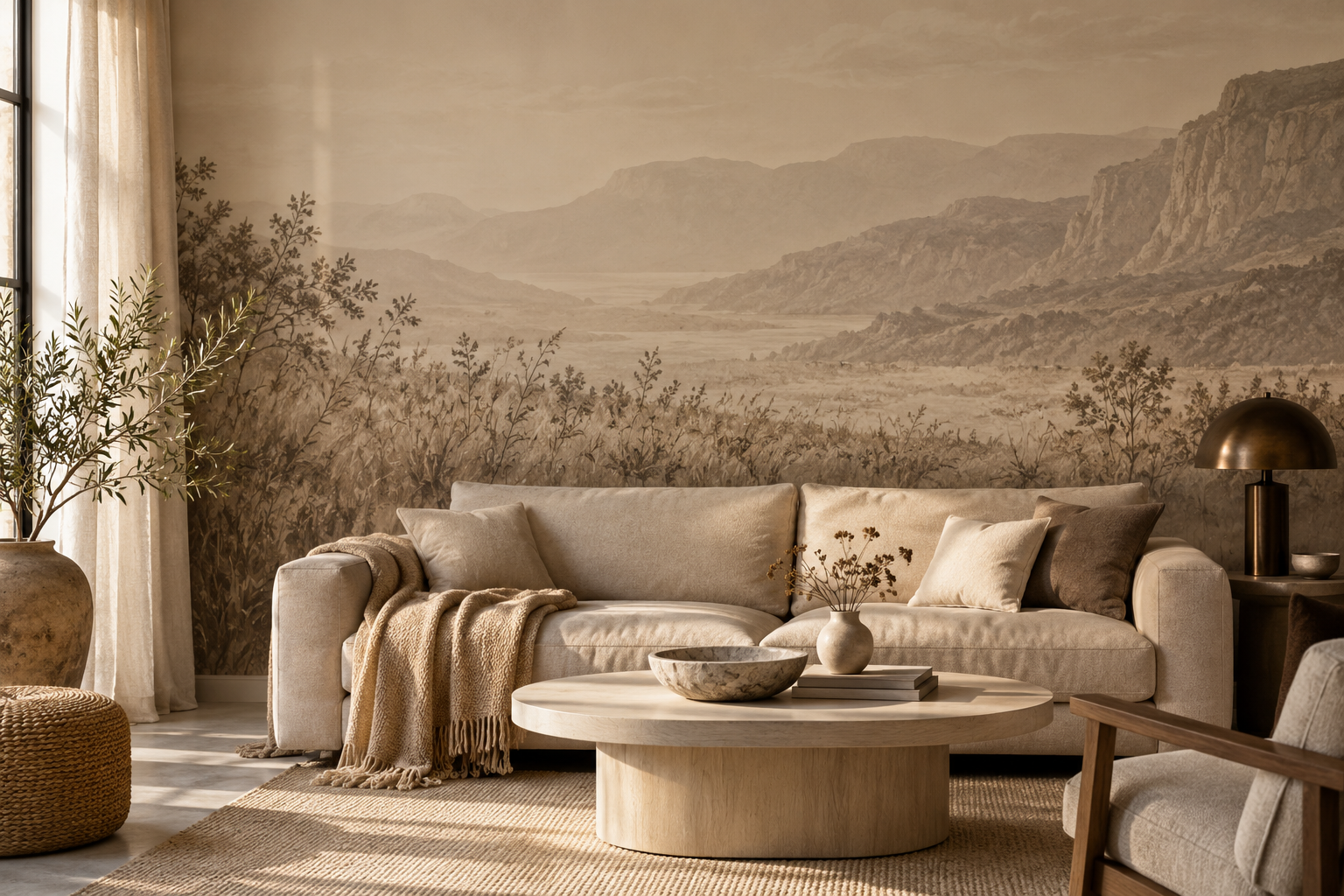 How Beige Mural Wallpaper Can Add Depth to a Room — wallpaper mural design preview