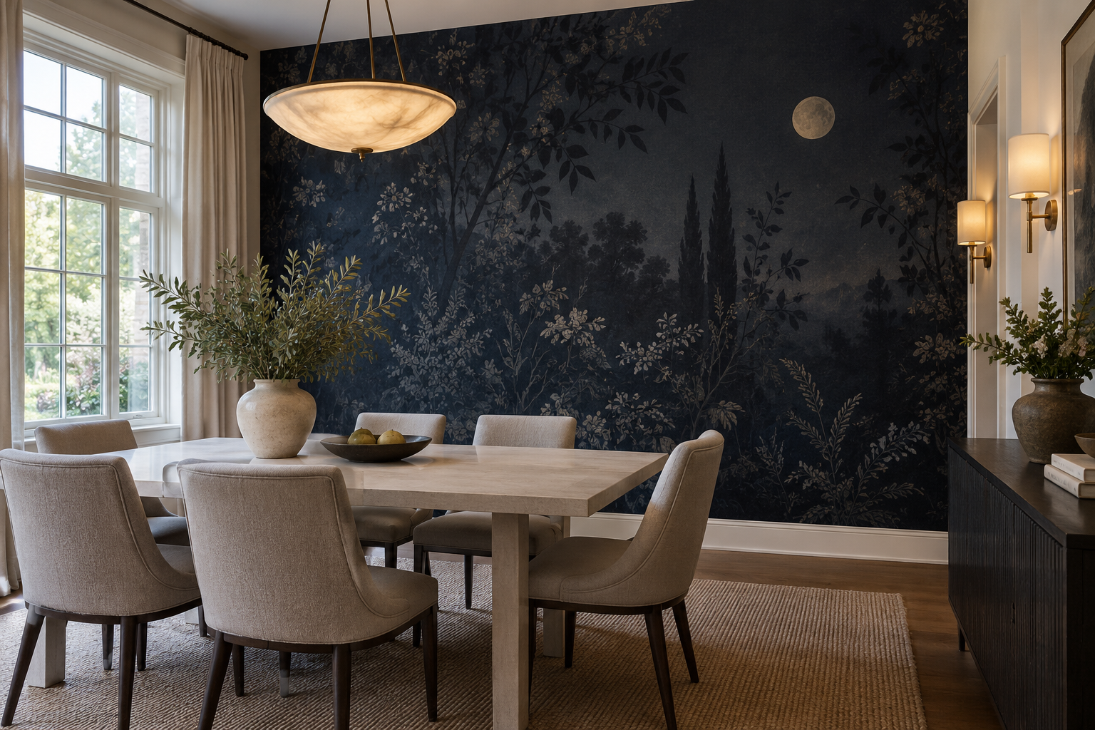 How to Use Dark Mural Wallpaper Without Closing In a Room — wallpaper mural design preview
