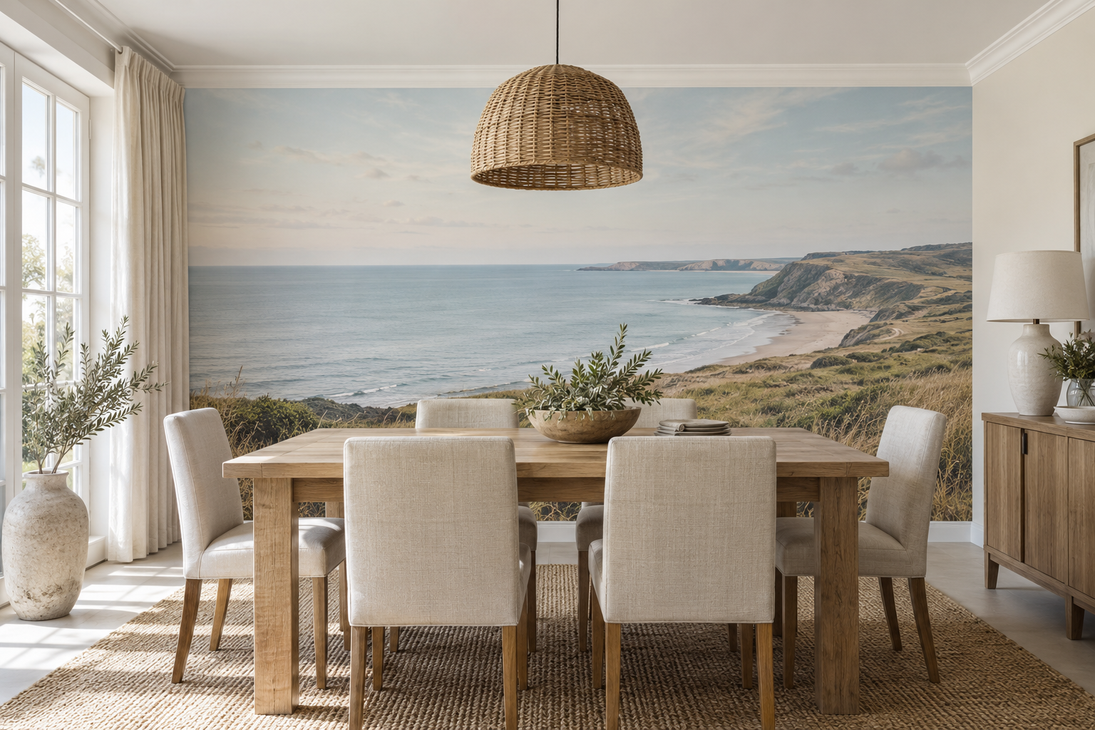 How to Use a Coastal Landscape Mural Indoors — wallpaper mural design preview
