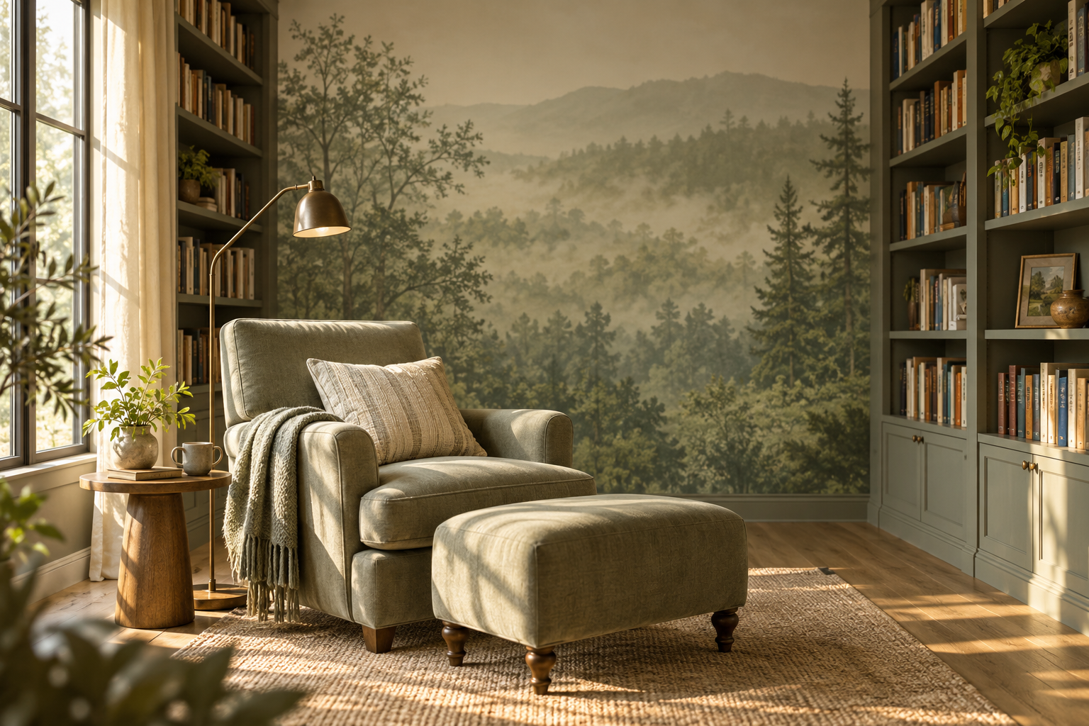 What Mural Wallpaper Suits a Library or Reading Room? — installed wallpaper mural in a reading room