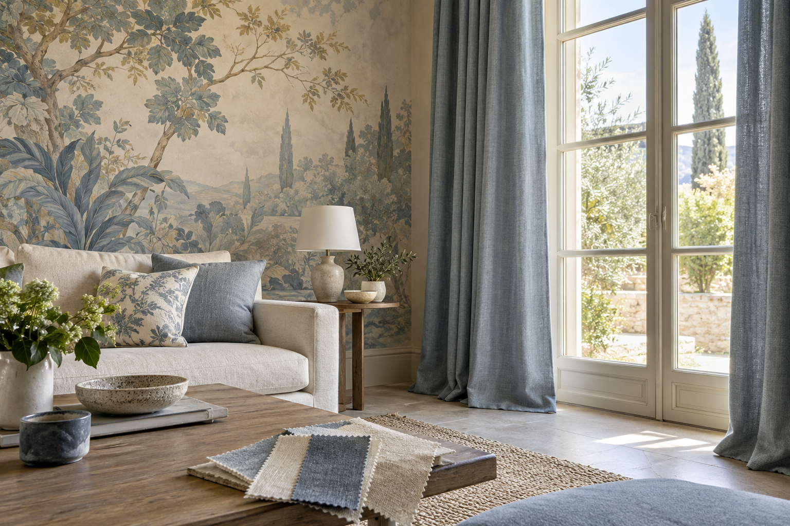 How to Coordinate Mural Wallpaper with Curtains — wallpaper mural design preview