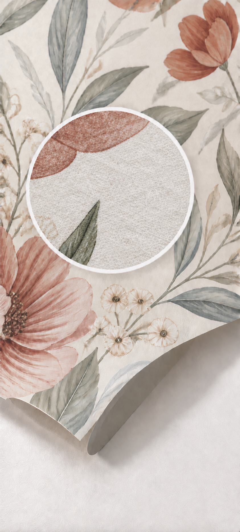 Heavy wallpaper with magnified surface texture