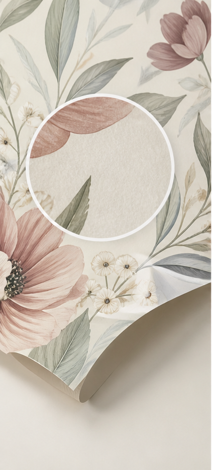 Non-Woven wallpaper with magnified surface texture