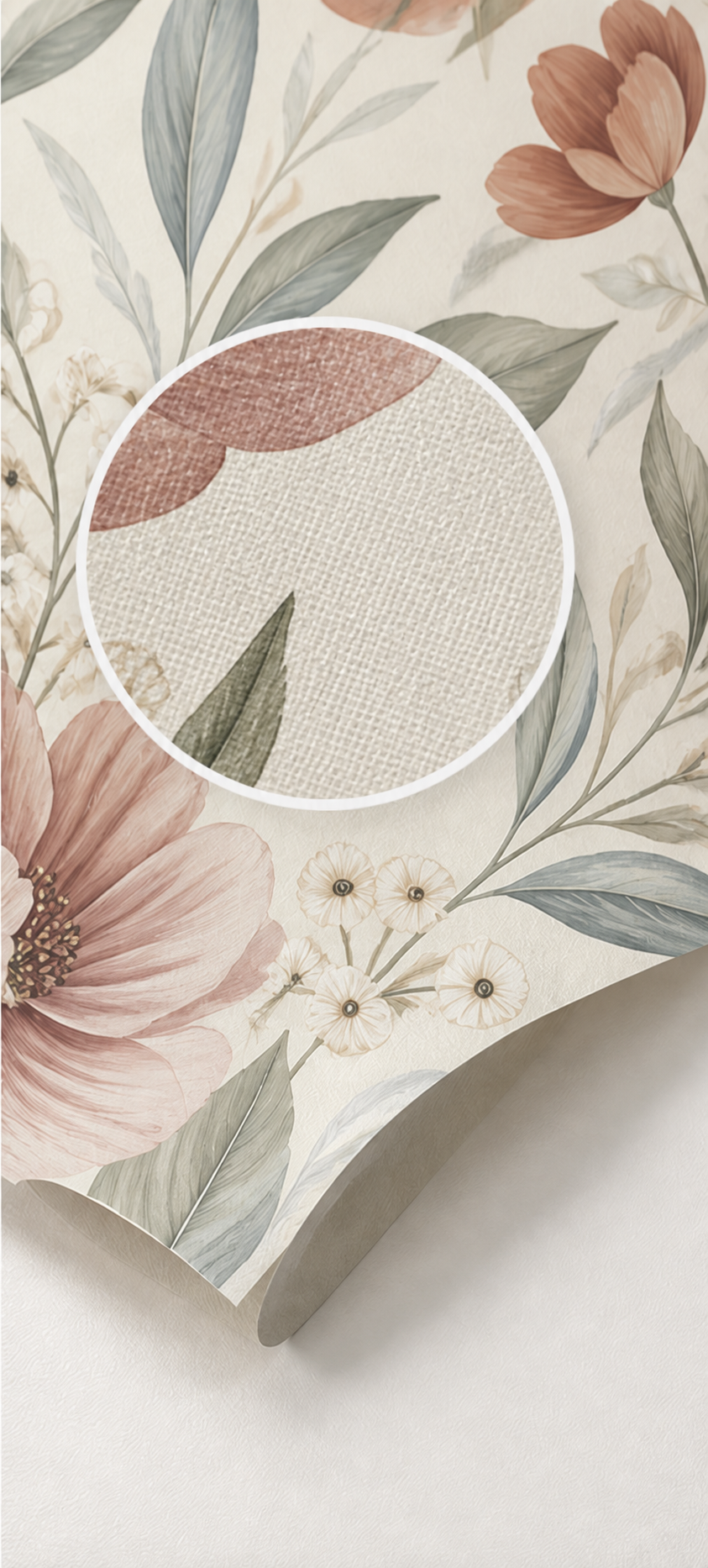 Vinyl wallpaper with magnified surface texture