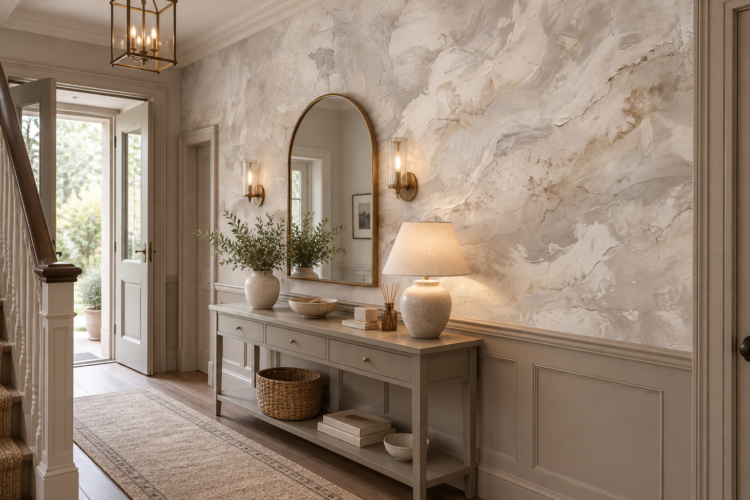 Grey Plaster Decorative Wallpaper Mural Entryway-wallpaper-murals, Peel-and-stick Finish