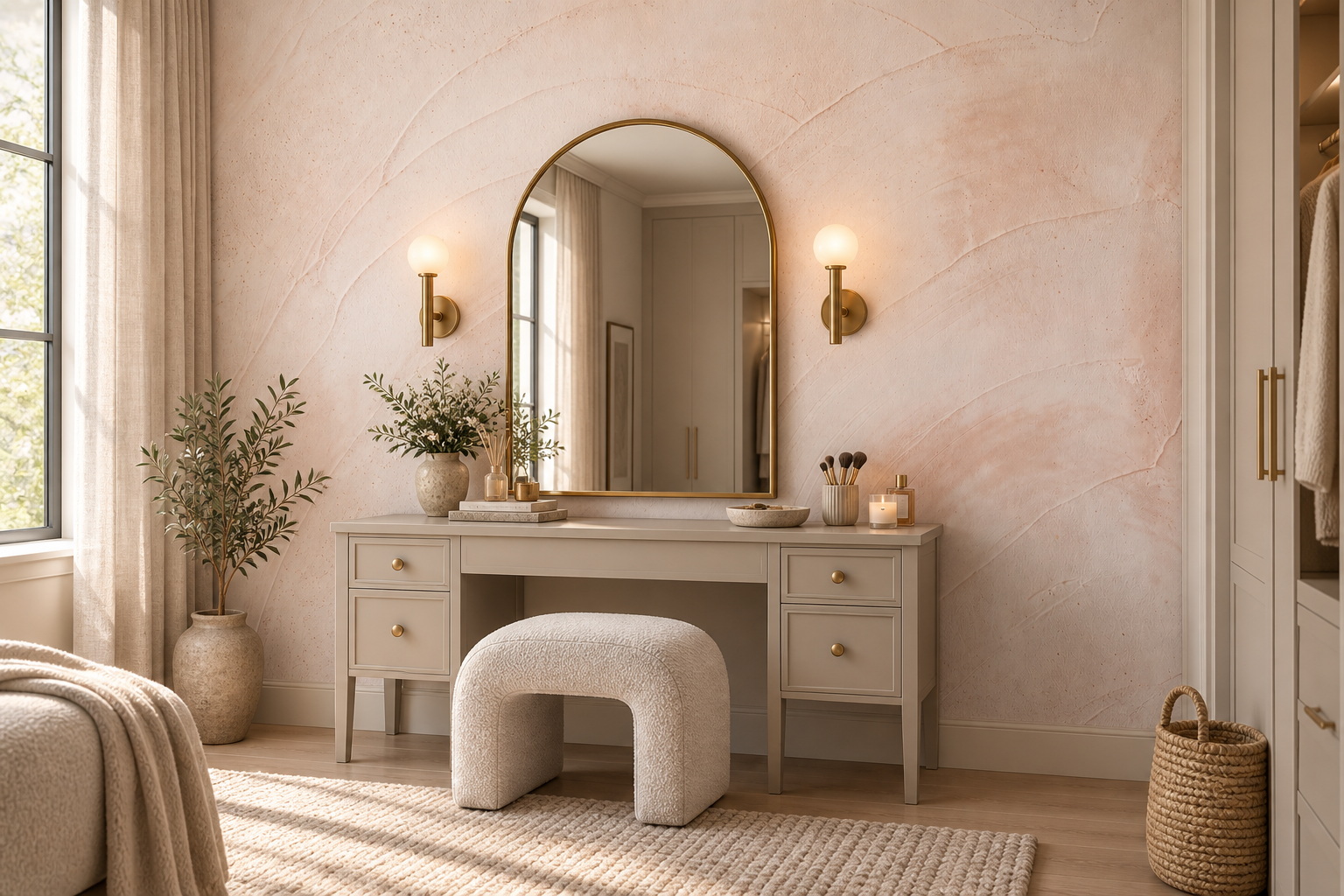 Blush Plaster Decorative Wallpaper Mural Accent-wall-wallpaper-murals, Peel-and-stick Finish