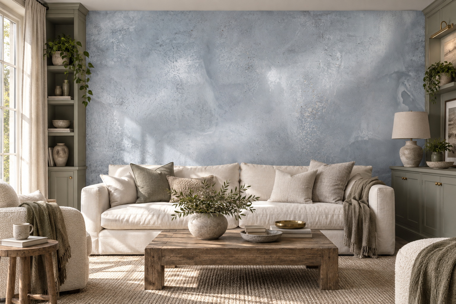 Grey Concrete Decorative Wallpaper Mural Accent-wall-wallpaper-murals, Peel-and-stick Finish