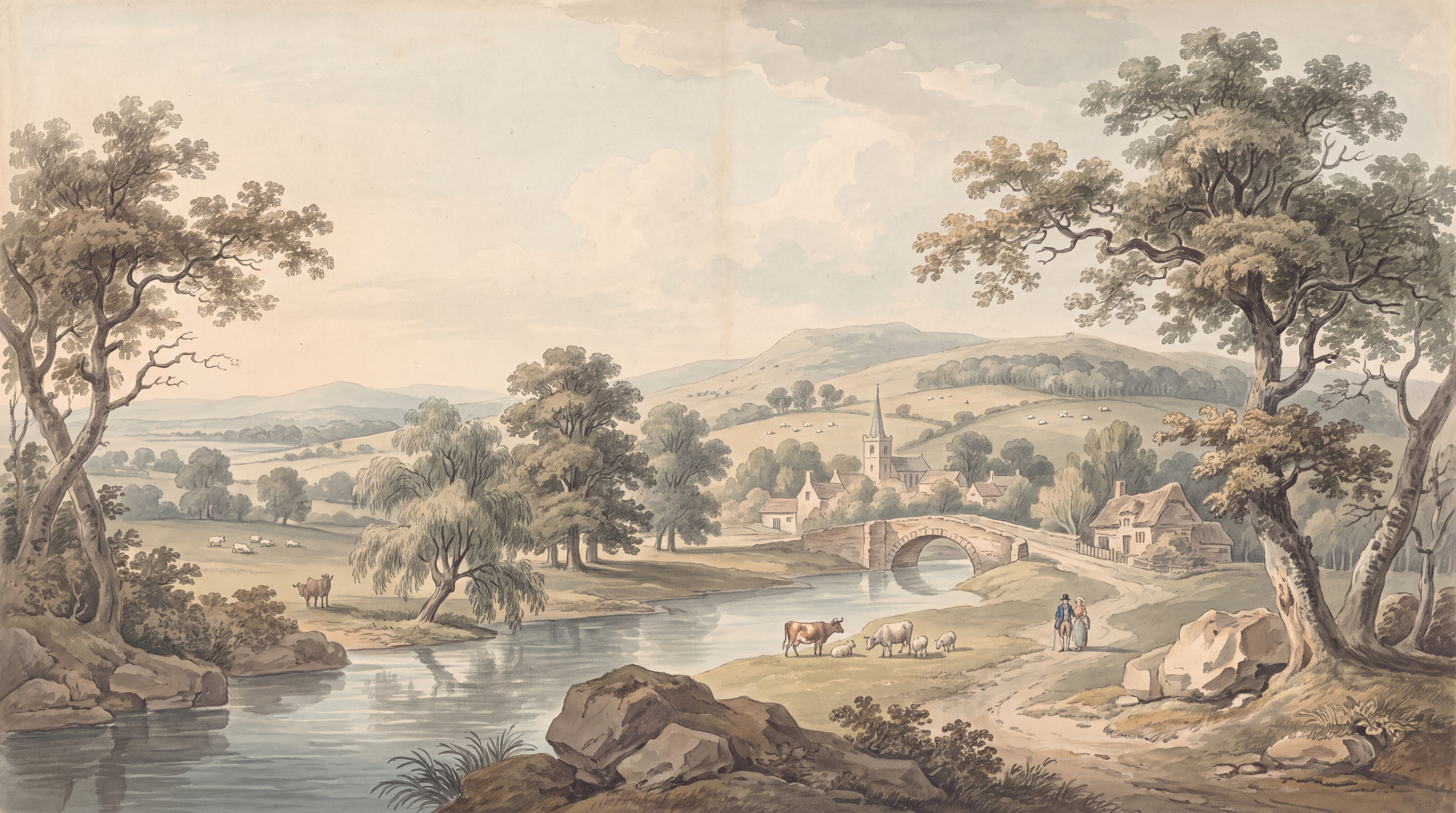 Tan Landscape Scenic Wallpaper Mural, Peel-and-stick Finish