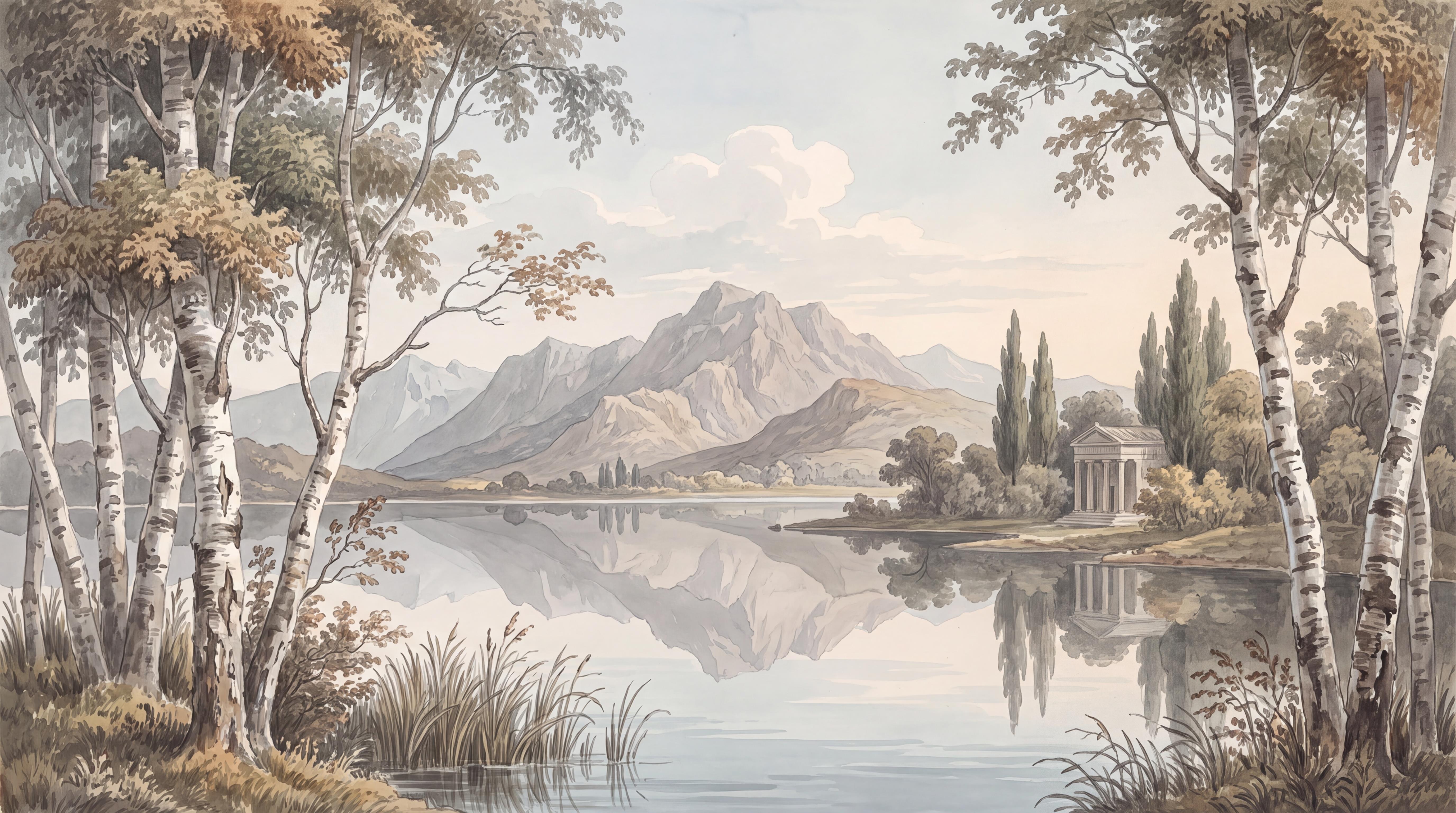 Grey Scenic Scenic Wallpaper Mural, Peel-and-stick Finish