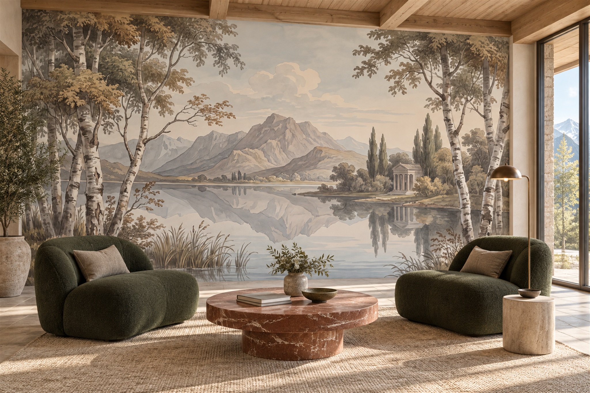 Grey Scenic Scenic Wallpaper Mural Accent-wall-wallpaper-murals, Peel-and-stick Finish
