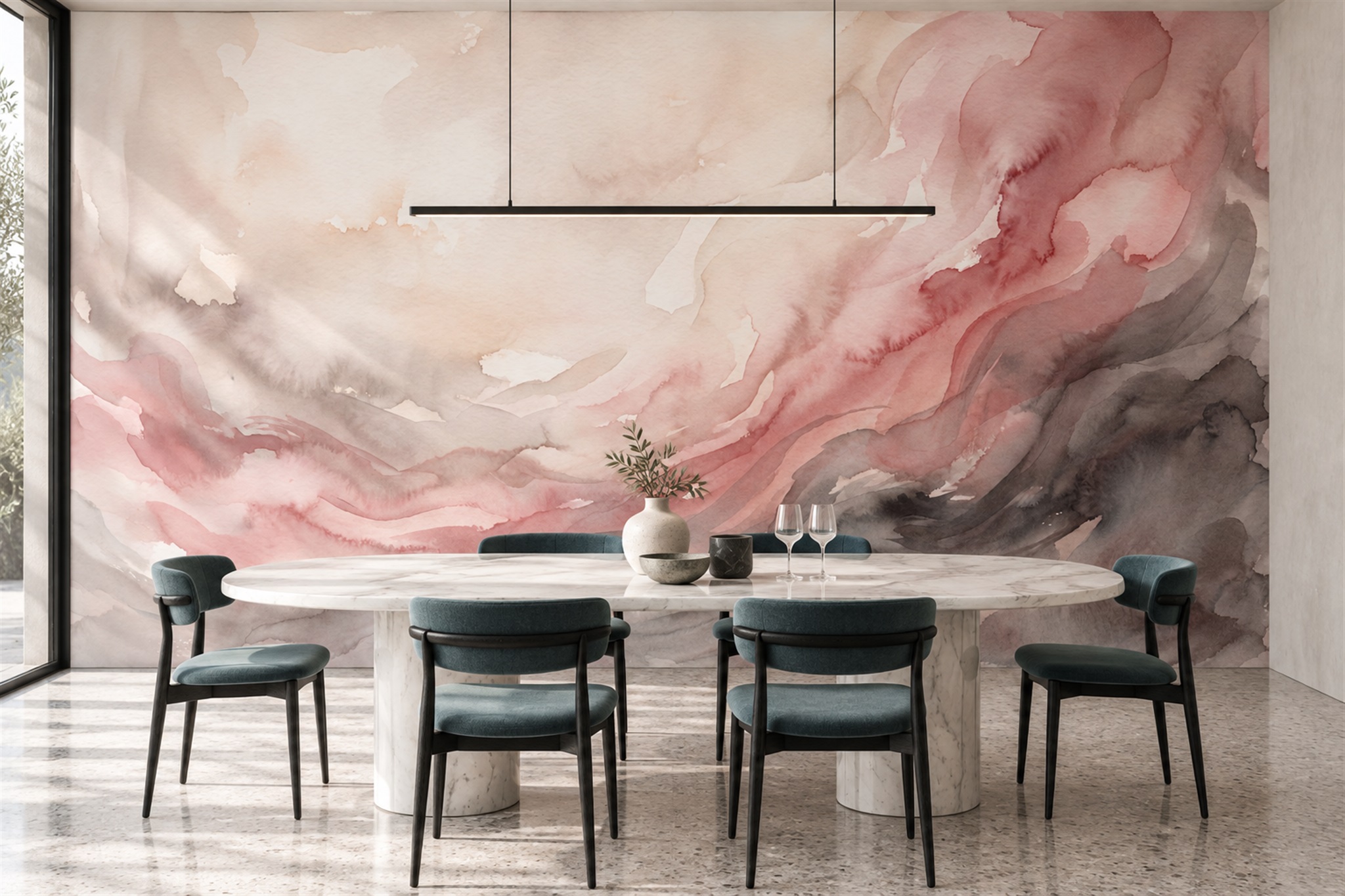 Watercolour Marble In Soft Rose