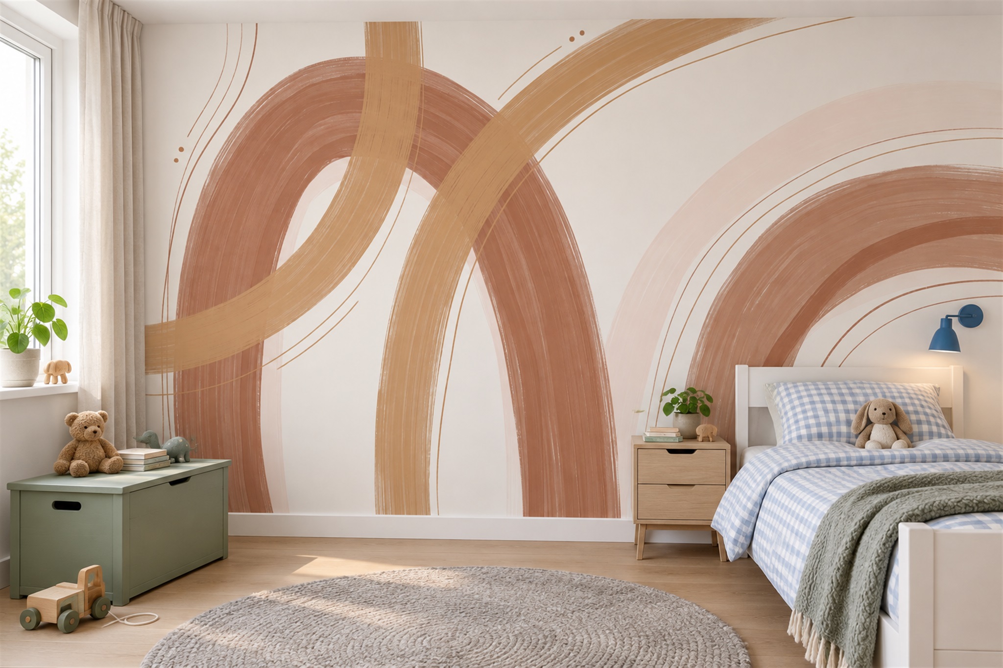 Clay Arched Abstract Wallpaper Mural Kids-room-wallpaper-murals, Peel-and-stick Finish