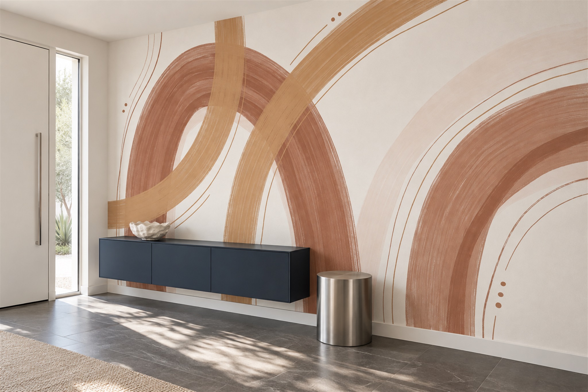 Clay Arched Abstract Wallpaper Mural Accent-wall-wallpaper-murals, Peel-and-stick Finish