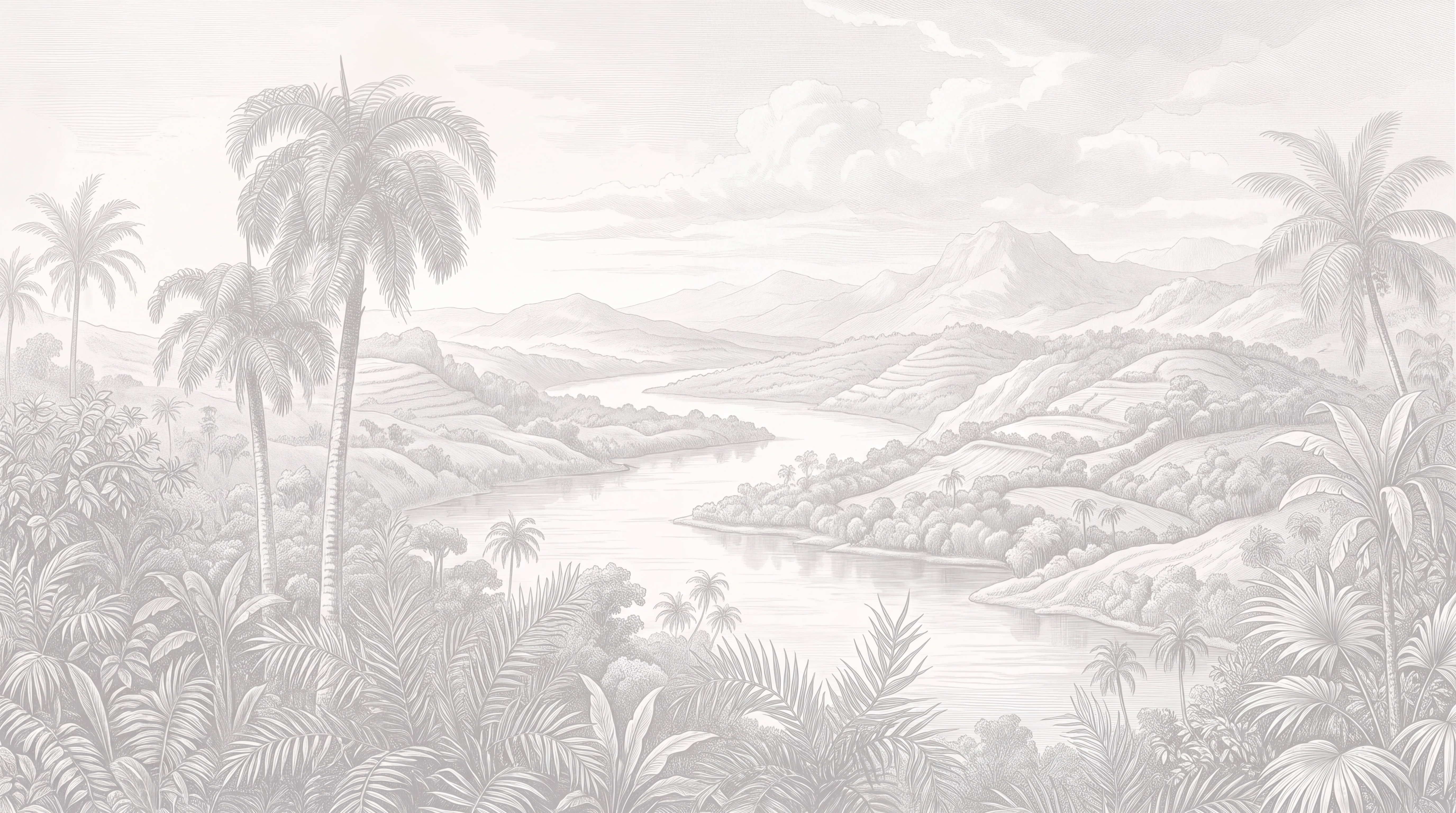 Grey Palm Artful Wallpaper Mural Bedroom-wallpaper-murals, Peel-and-stick Finish