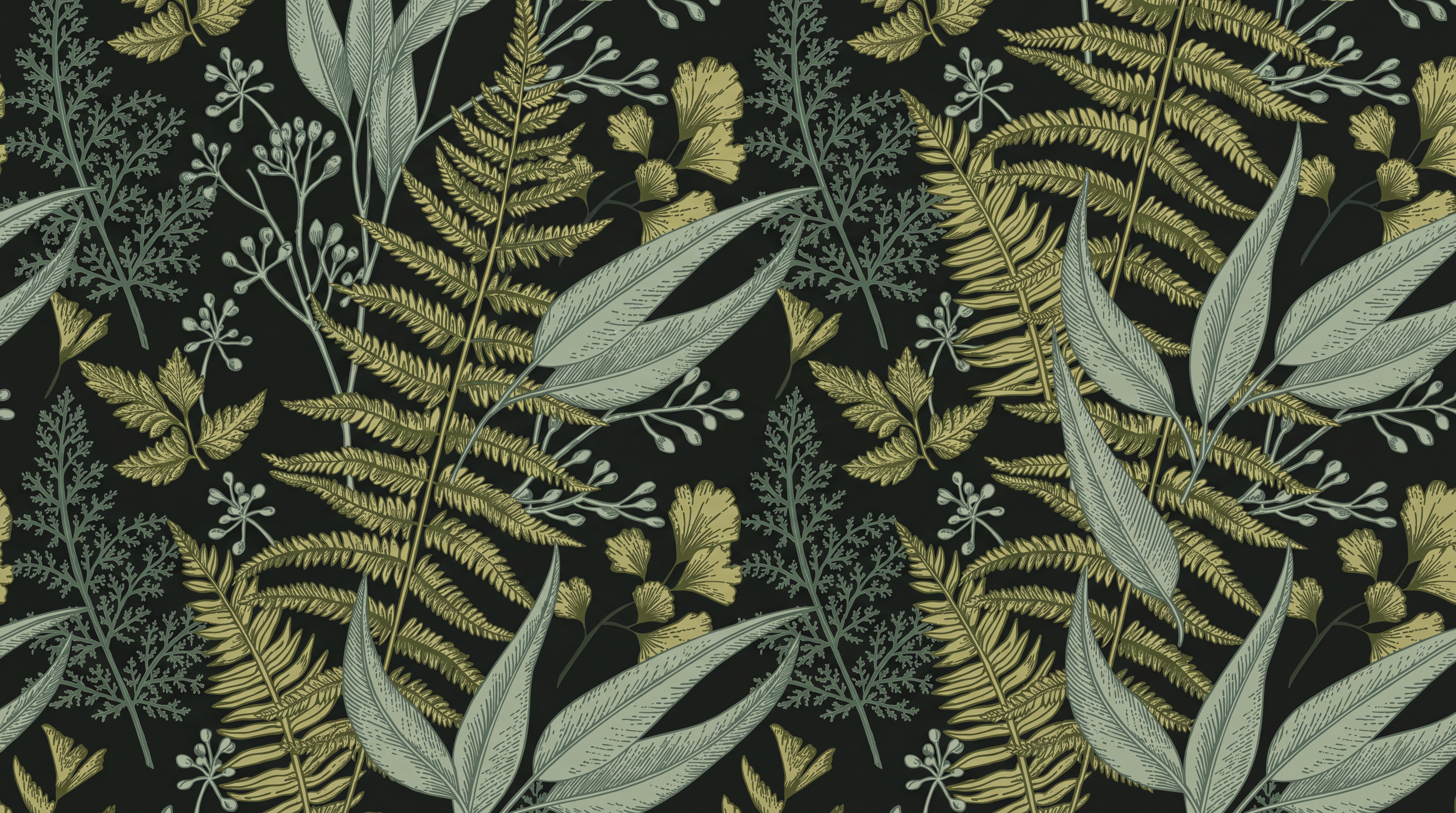 Olive Fern Botanical Wallpaper Mural, Peel-and-stick Finish