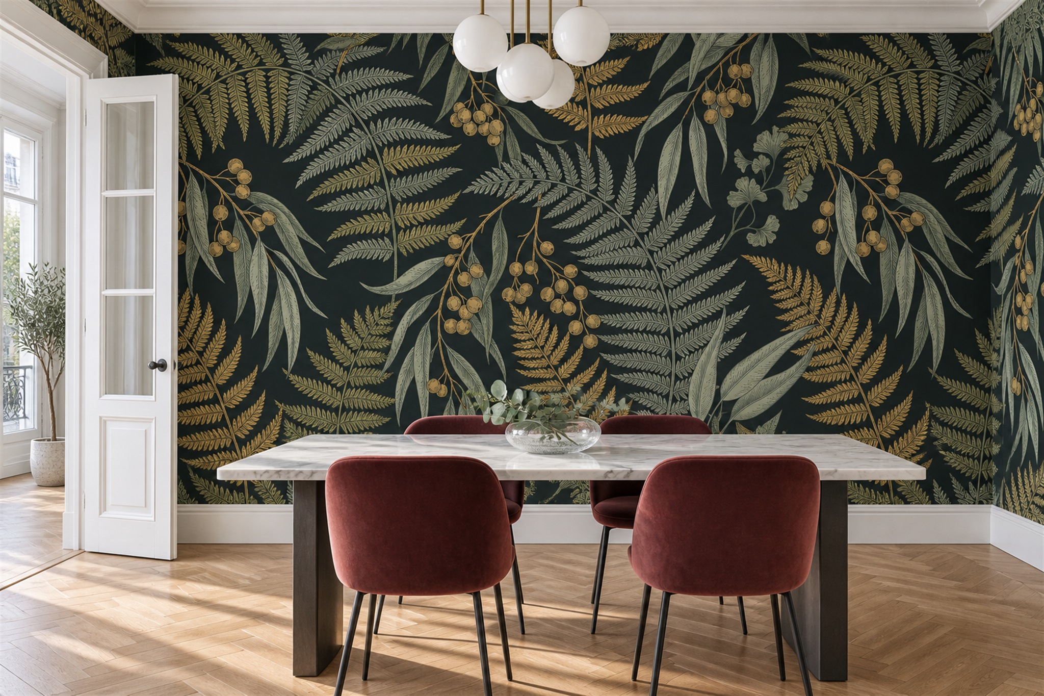 Olive Pattern Decorative Wallpaper Mural Bedroom-wallpaper-murals, Peel-and-stick Finish