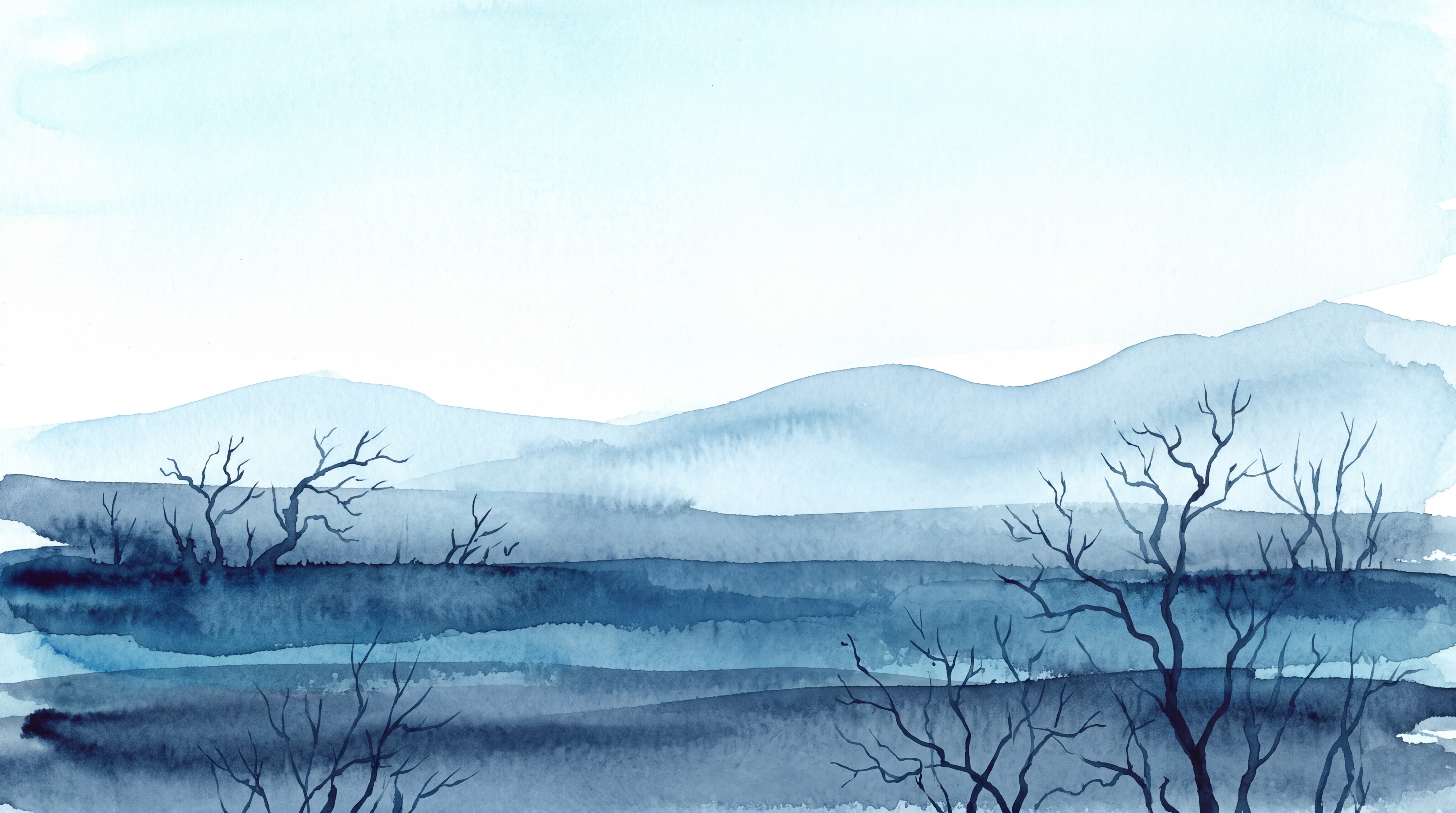 Blue Lake Scenic Wallpaper Mural, Peel-and-stick Finish