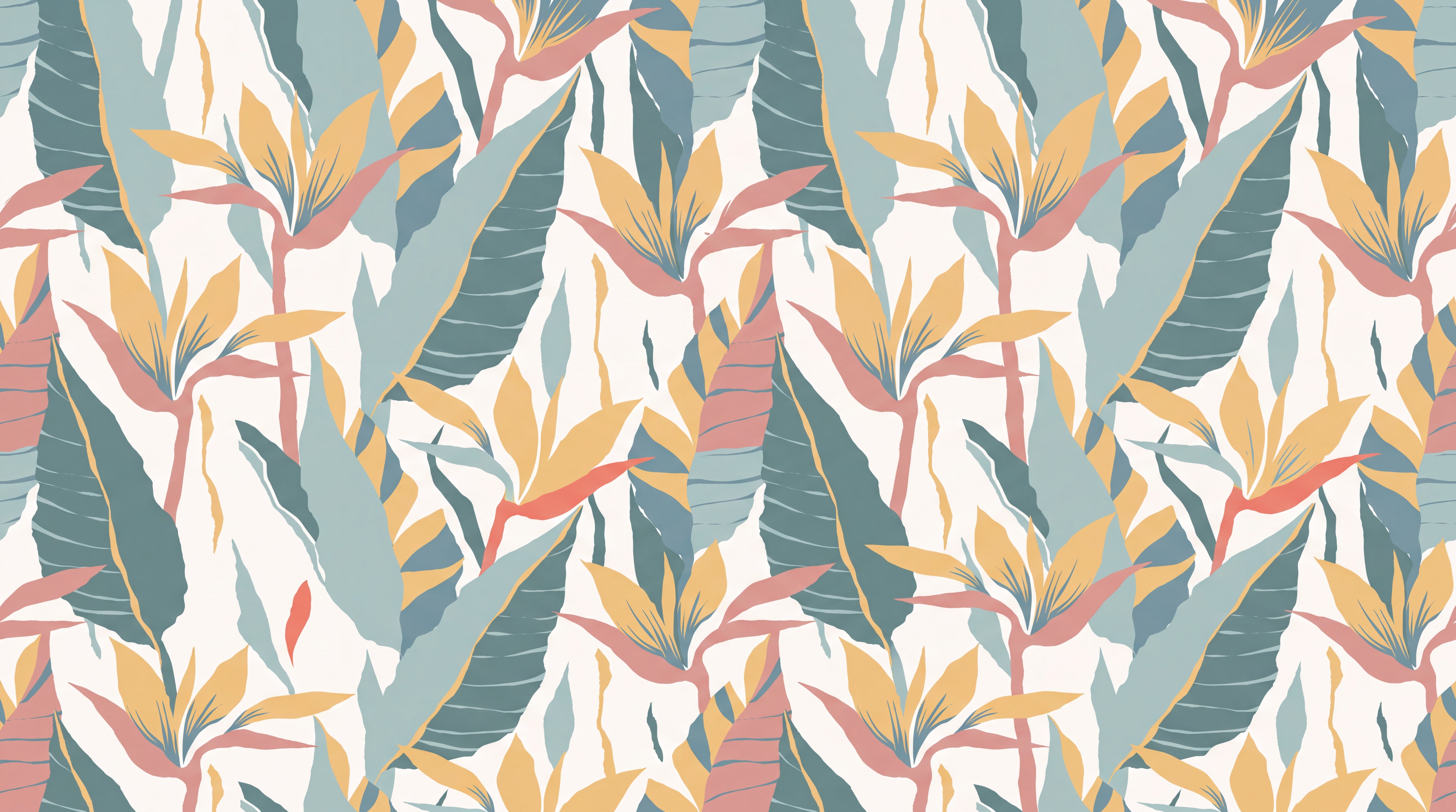 Teal Tropical Artful Wallpaper Mural, Peel-and-stick Finish