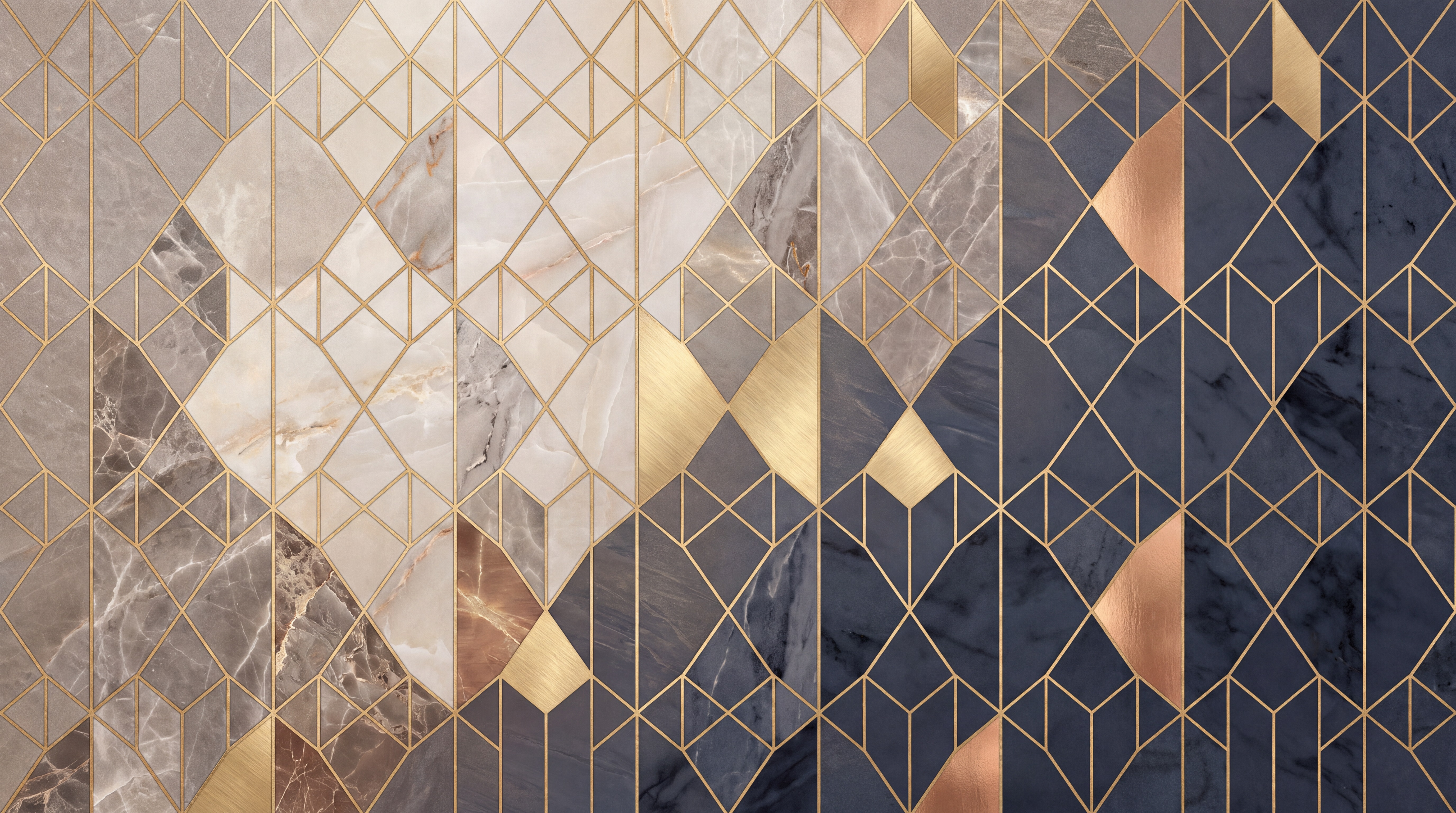 Navy Pattern Decorative Painterly Wallpaper Mural Accent-wall-wallpaper-murals, Peel-and-stick Finish