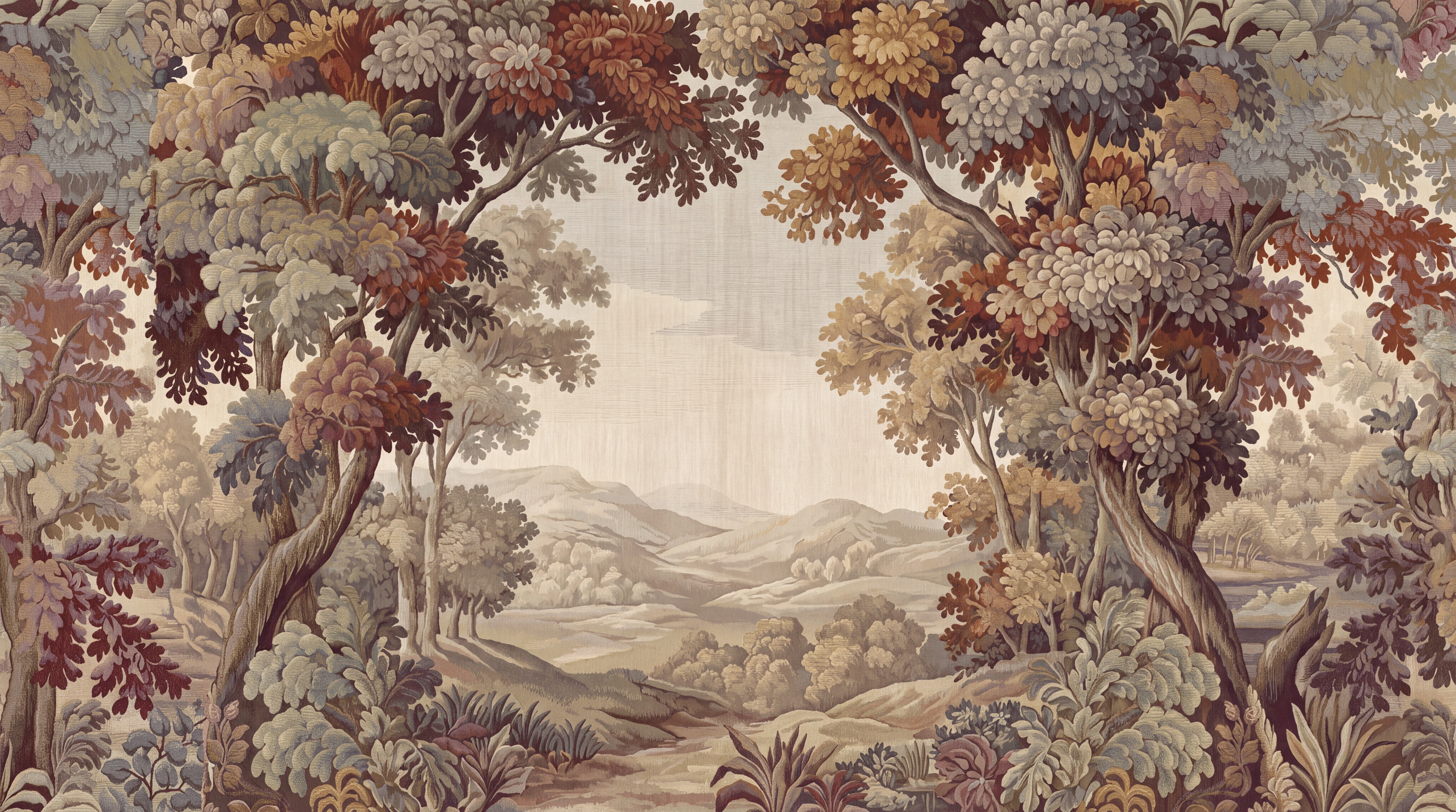 Rust Woodland Scenic Wallpaper Mural, Peel-and-stick Finish