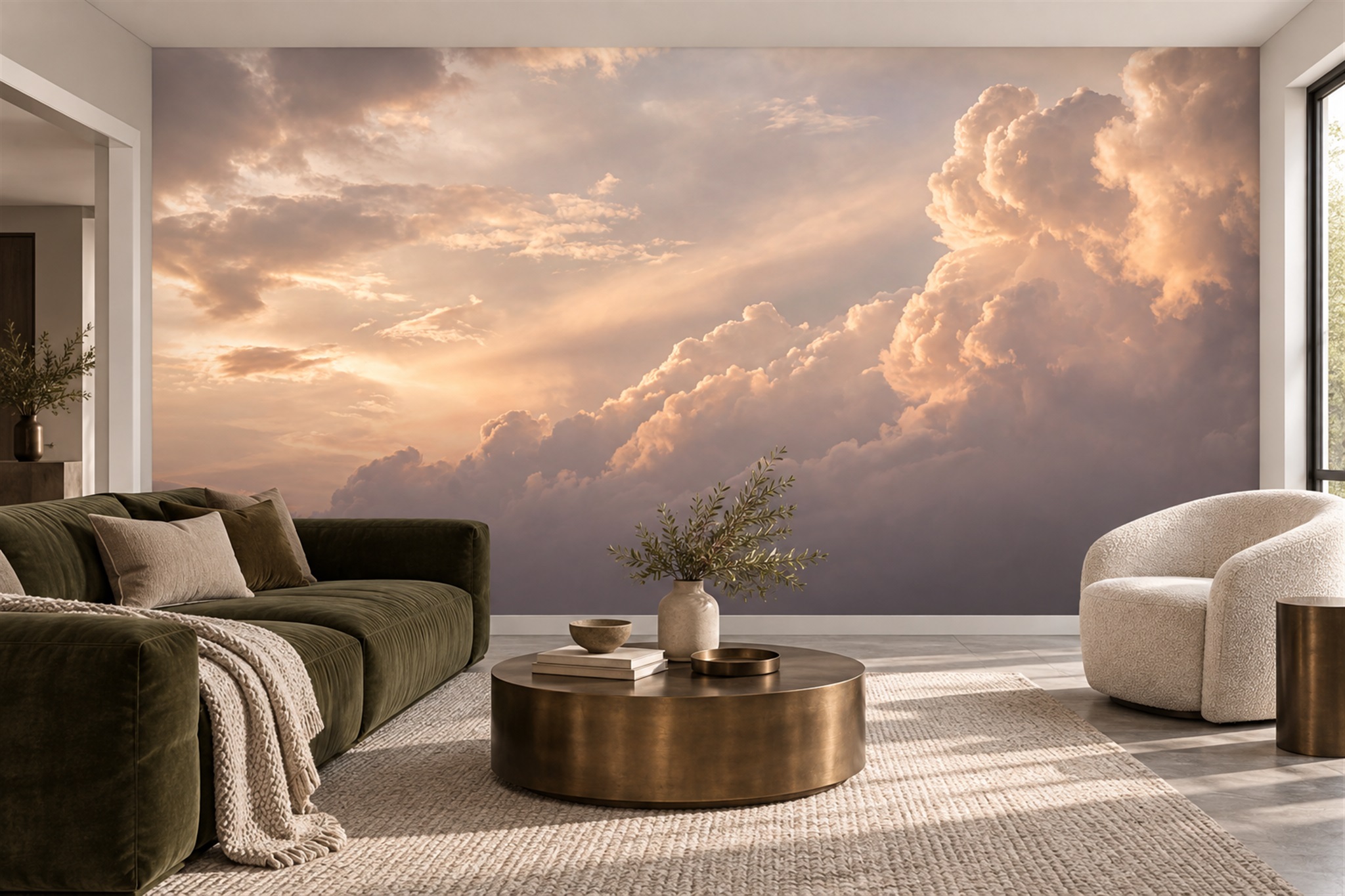 Peach Pattern Decorative Wallpaper Mural Accent-wall-wallpaper-murals, Peel-and-stick Finish
