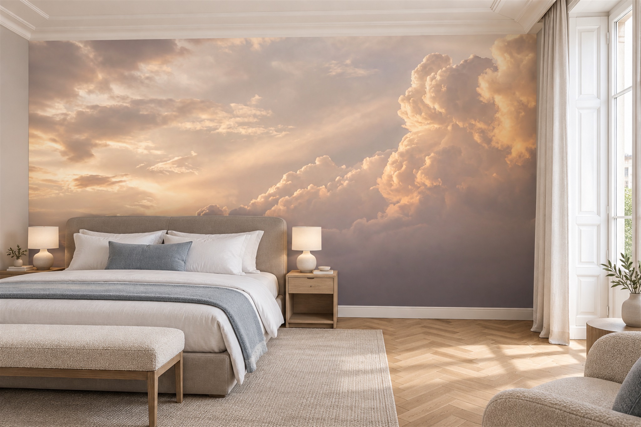Peach Pattern Decorative Wallpaper Mural Accent-wall-wallpaper-murals, Peel-and-stick Finish