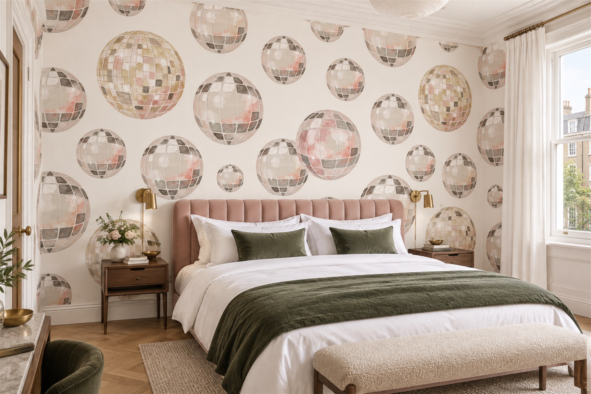 Blush Pattern Decorative Wallpaper Mural Bedroom-wallpaper-murals, Peel-and-stick Finish