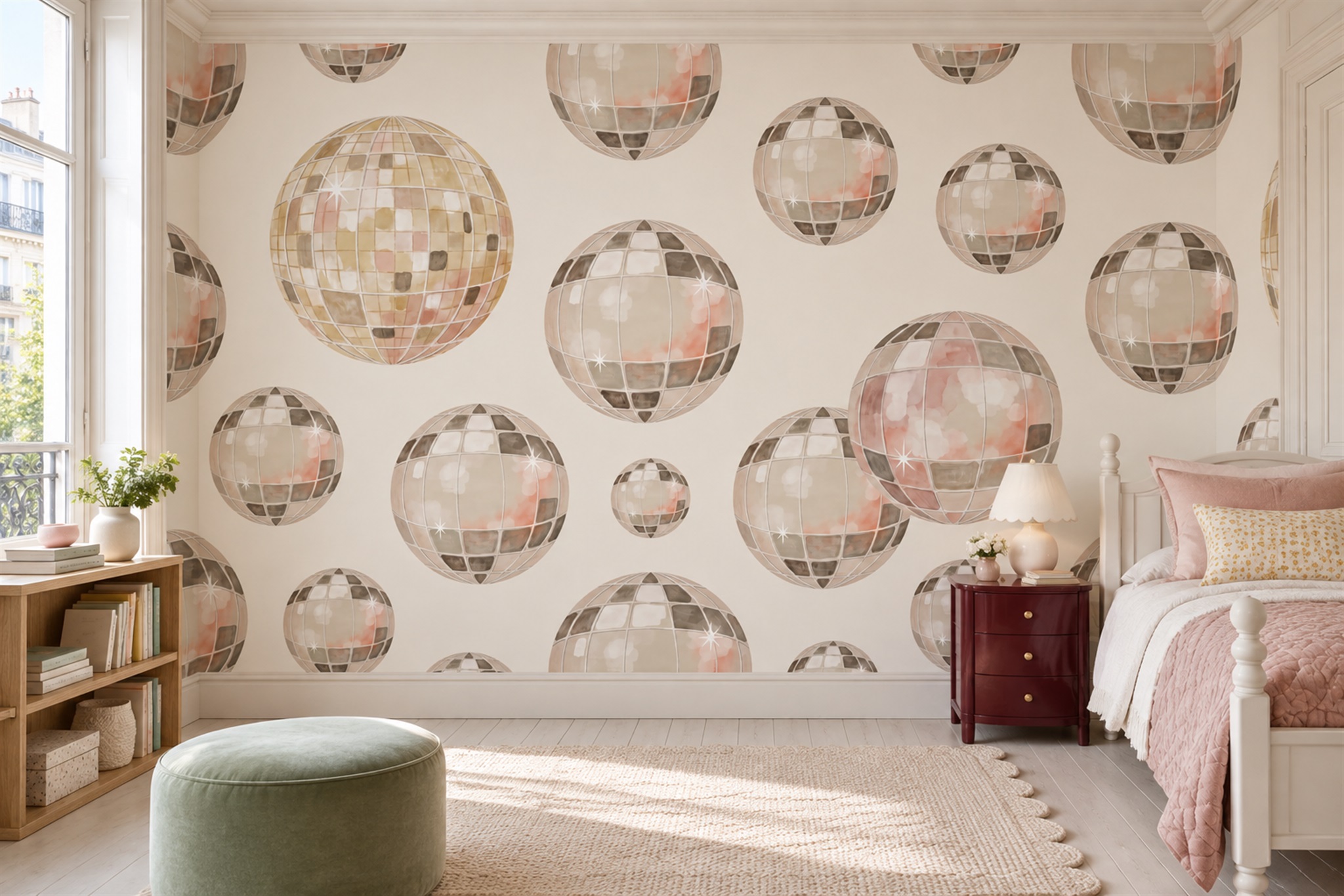 Blush Pattern Decorative Wallpaper Mural Bedroom-wallpaper-murals, Peel-and-stick Finish