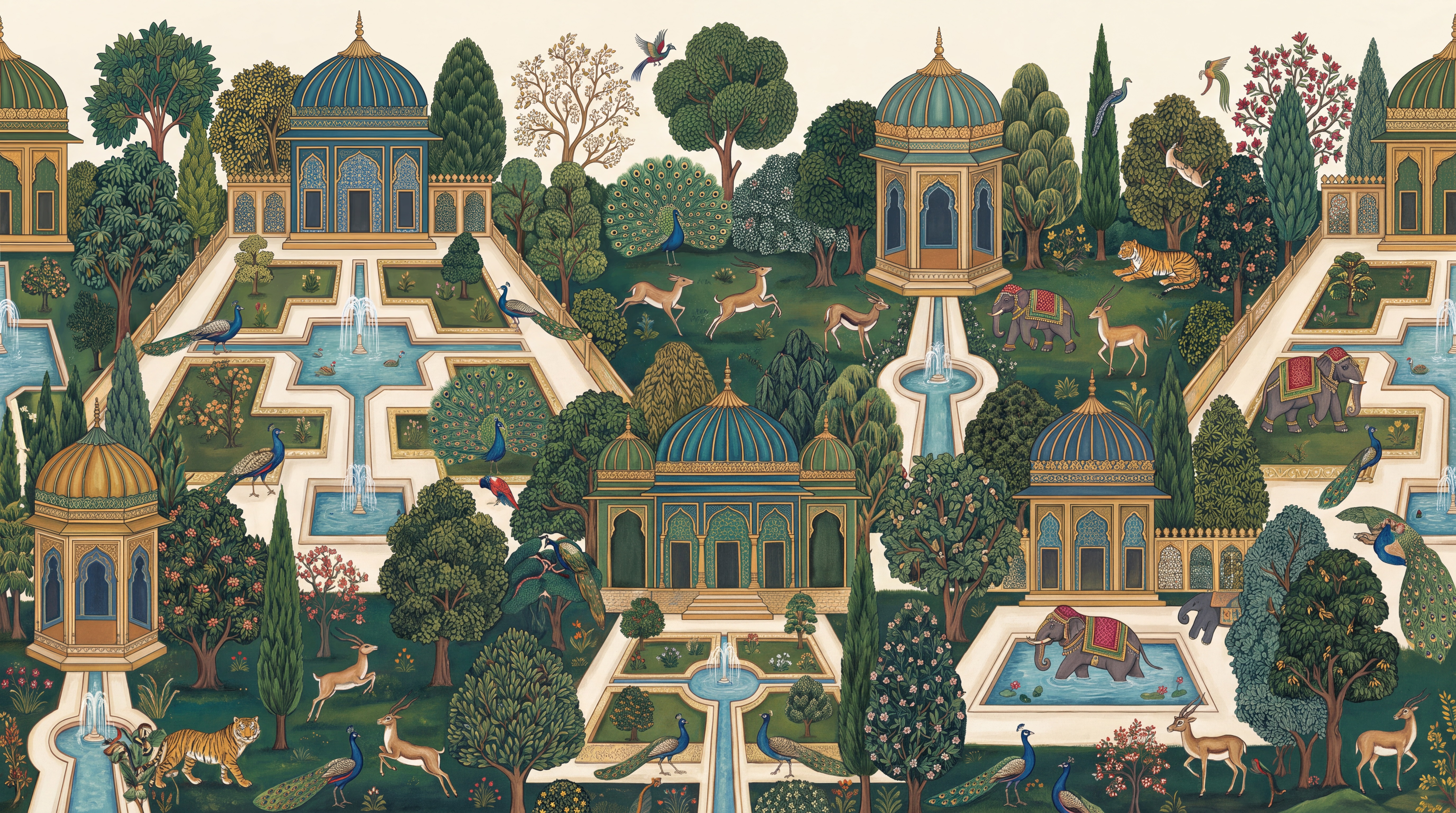 Green Palace Scenic Wallpaper Mural Accent-wall-wallpaper-murals, Peel-and-stick Finish