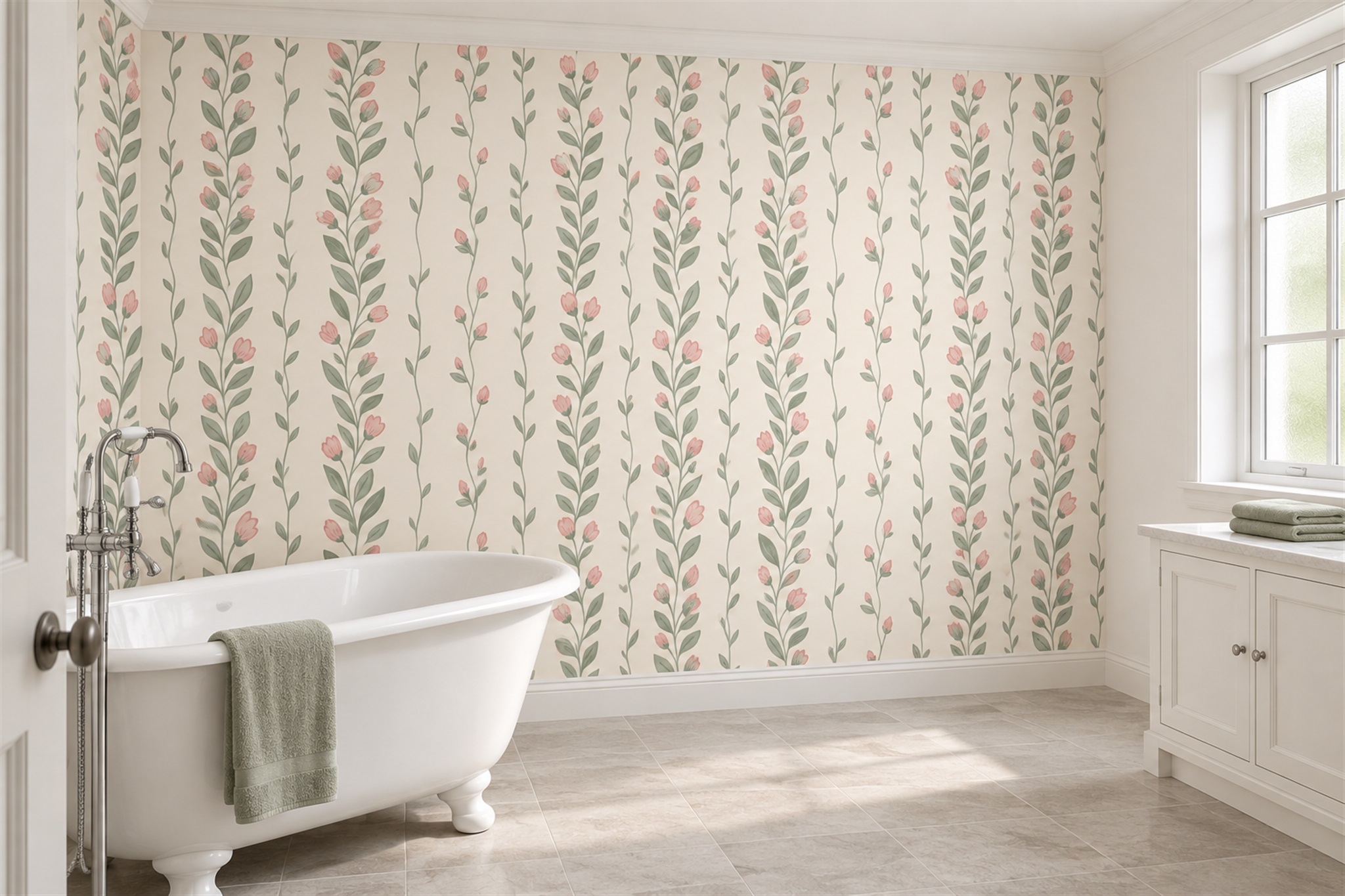 Pink Pattern Decorative Wallpaper Mural Bathroom-wallpaper-murals, Peel-and-stick Finish