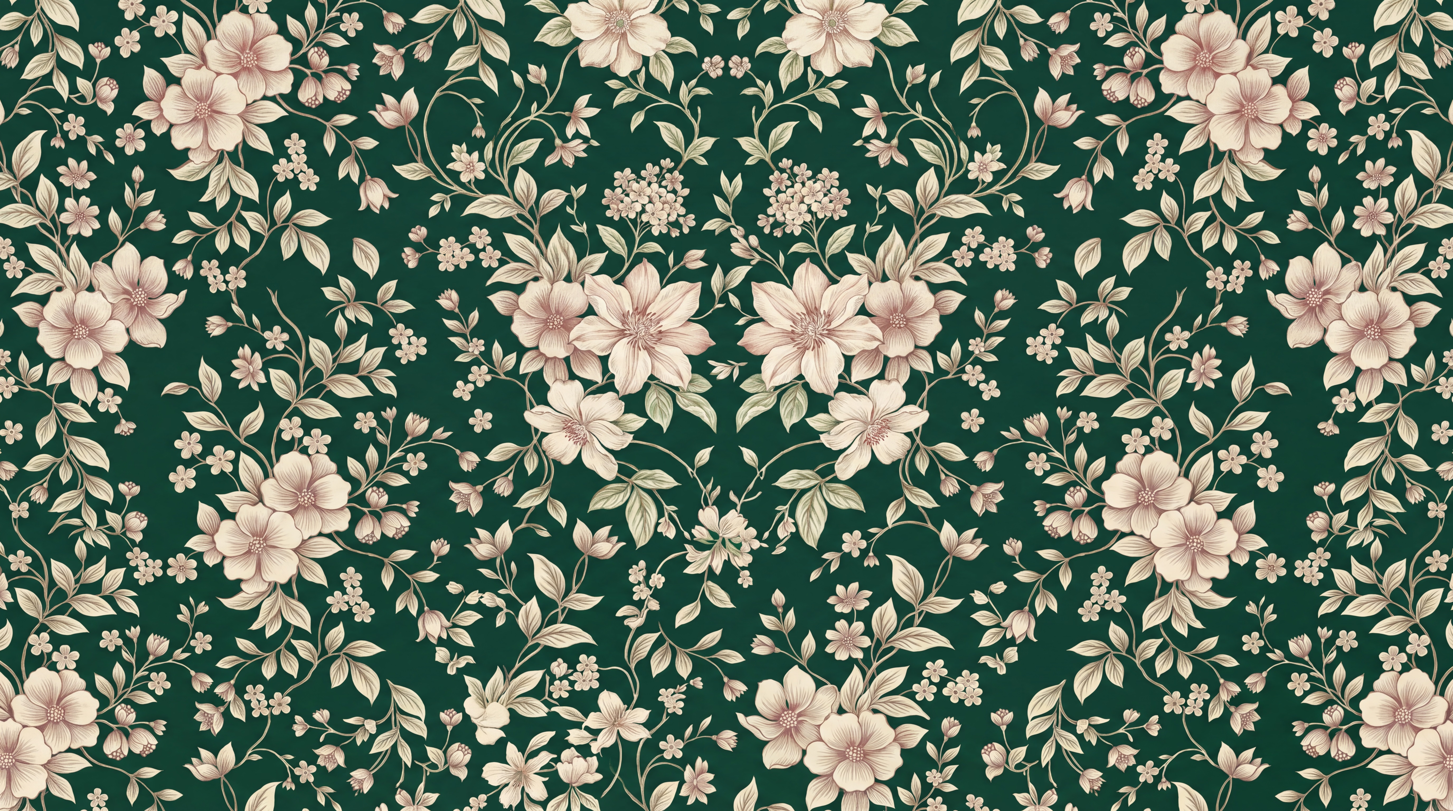 Green Floral Botanical Wallpaper Mural Bedroom-wallpaper-murals, Peel-and-stick Finish