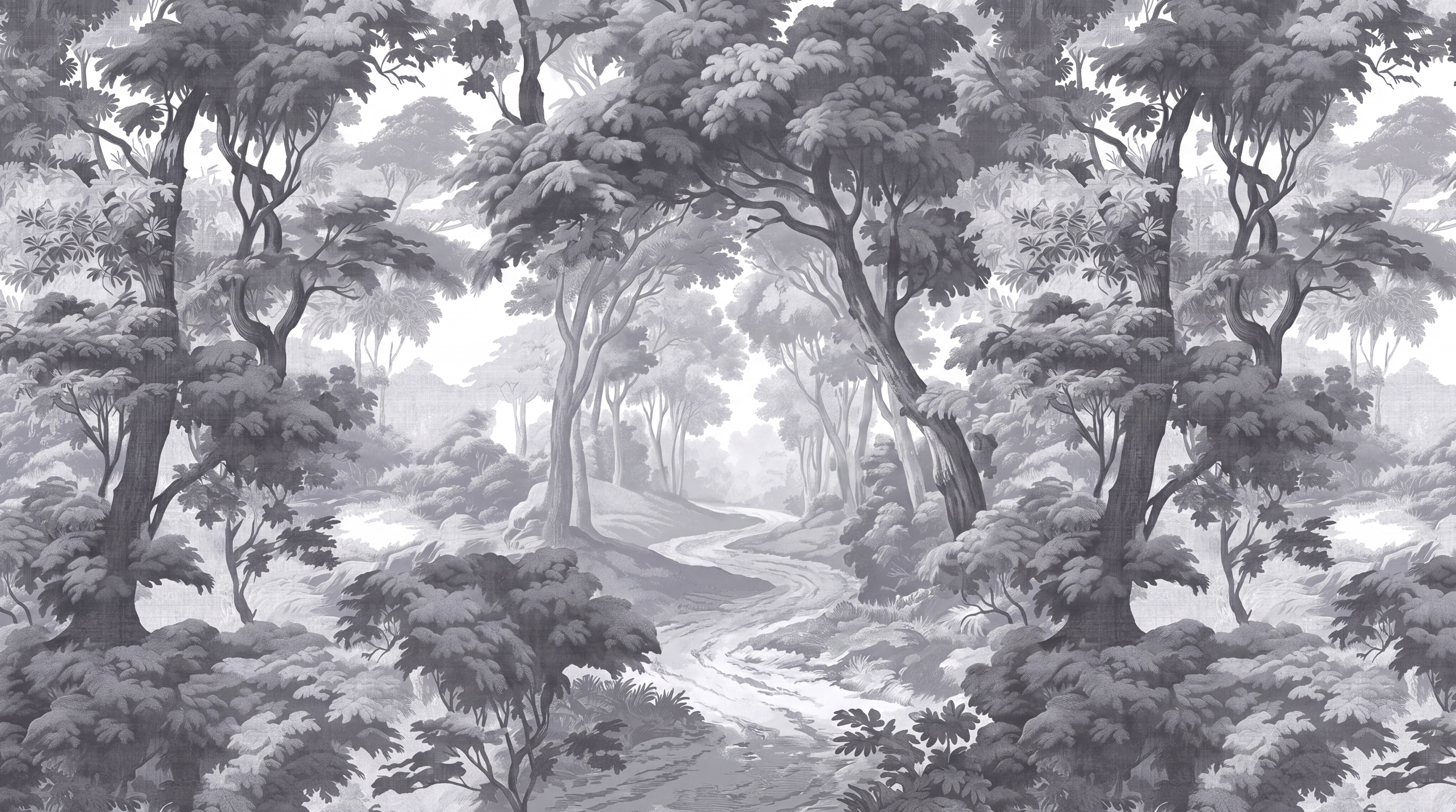 Grey Forest Scenic Wallpaper Mural, Peel-and-stick Finish