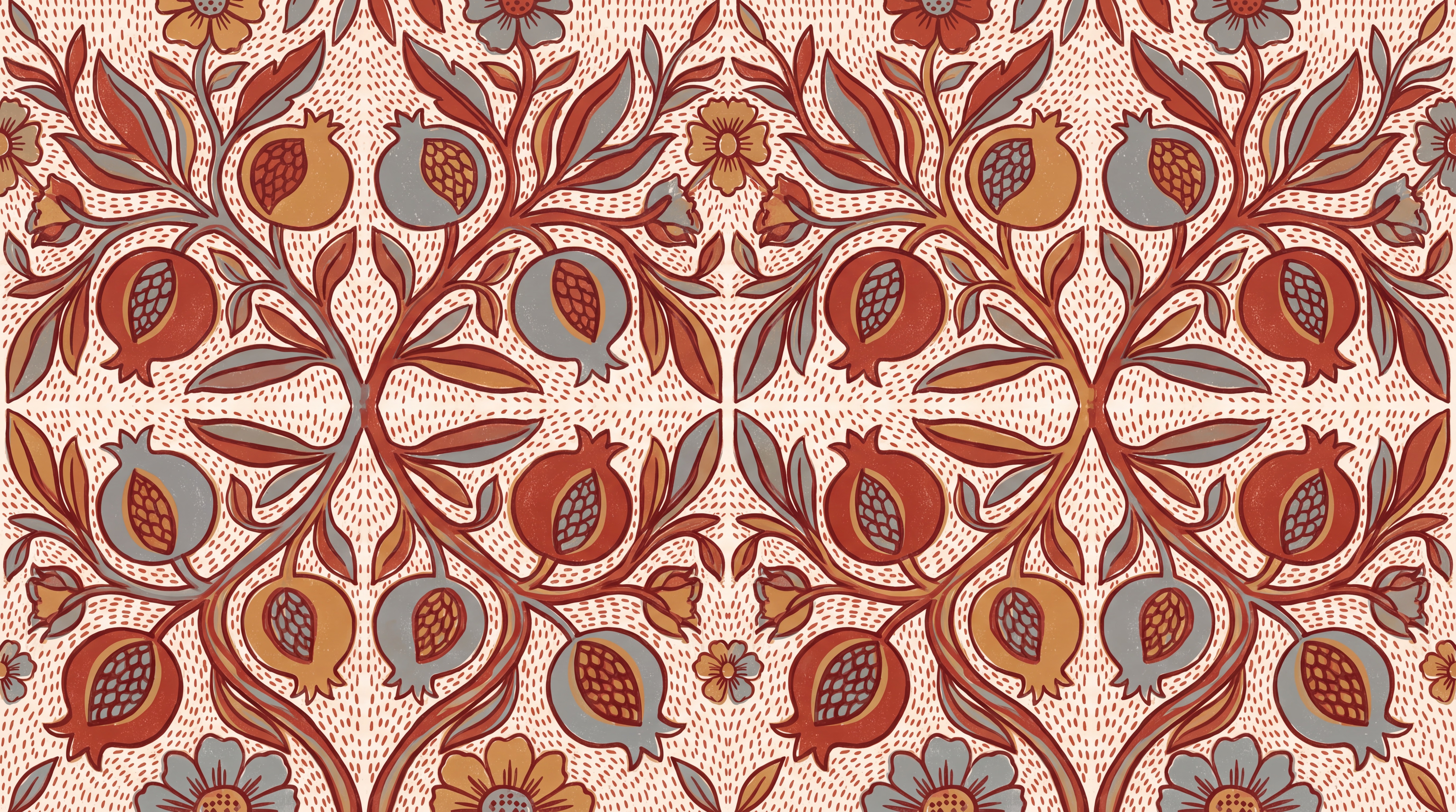 Rust Floral Botanical Wallpaper Mural, Peel-and-stick Finish