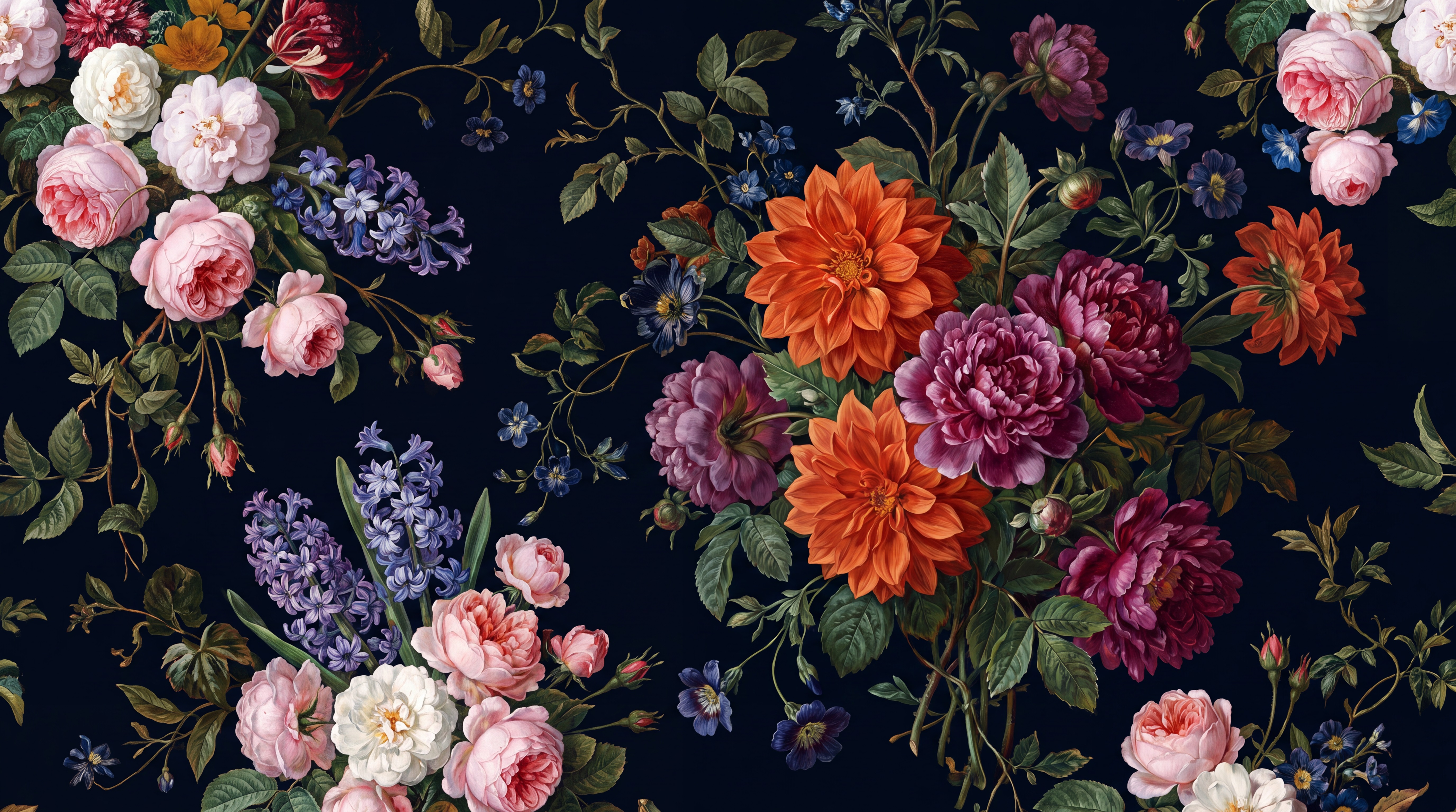 Navy Vintage Artful Wallpaper Mural Accent-wall-wallpaper-murals, Peel-and-stick Finish