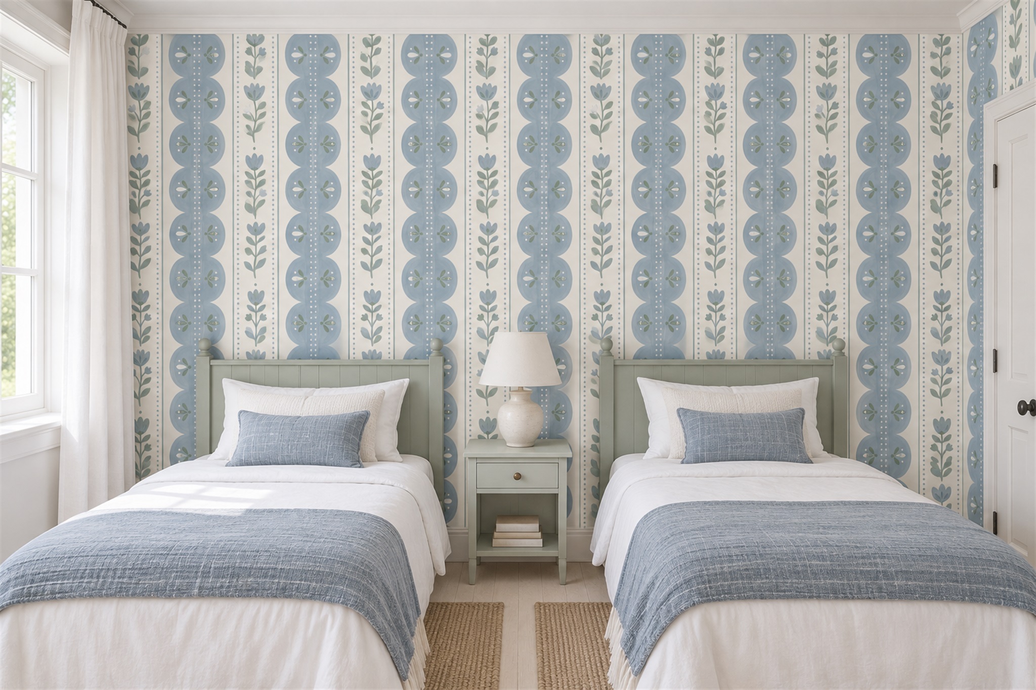 Blue Pattern Decorative Abstract Wallpaper Mural Bedroom-wallpaper-murals, Peel-and-stick Finish