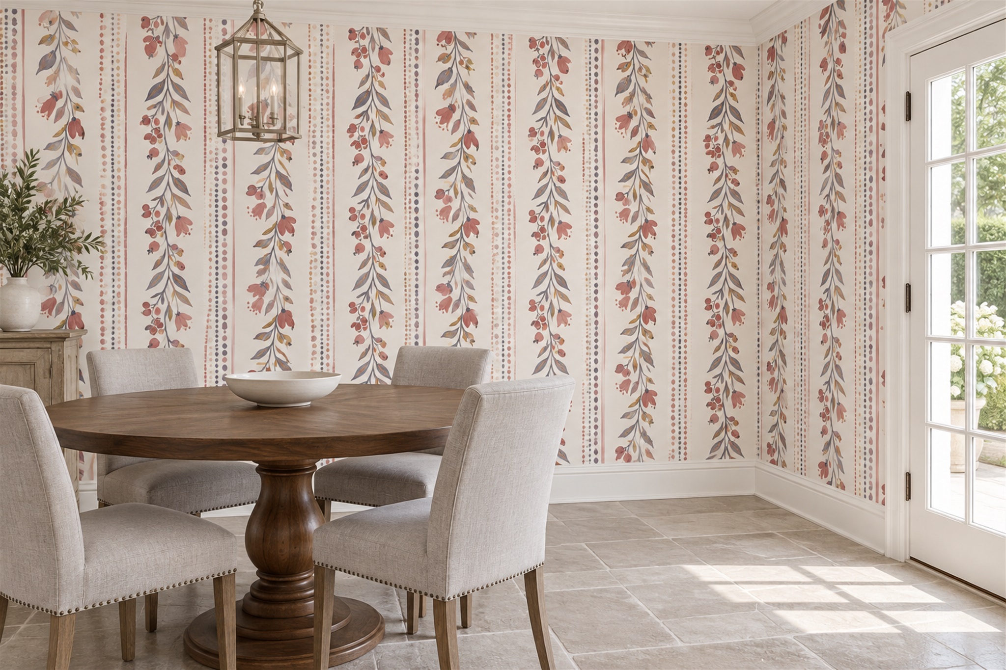 Pink Striped Abstract Wallpaper Mural Accent-wall-wallpaper-murals, Peel-and-stick Finish