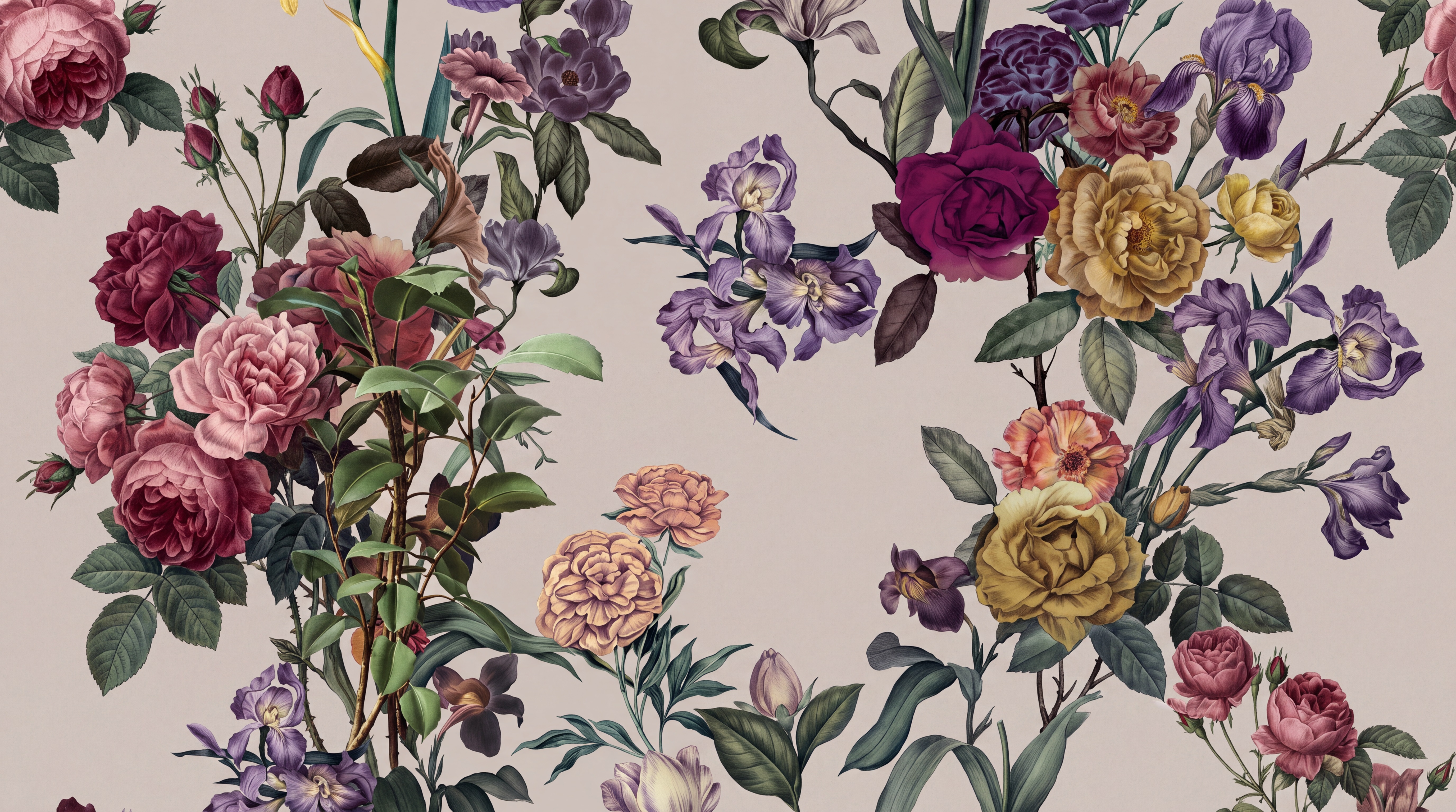 Neutral Floral Botanical Wallpaper Mural, Peel-and-stick Finish