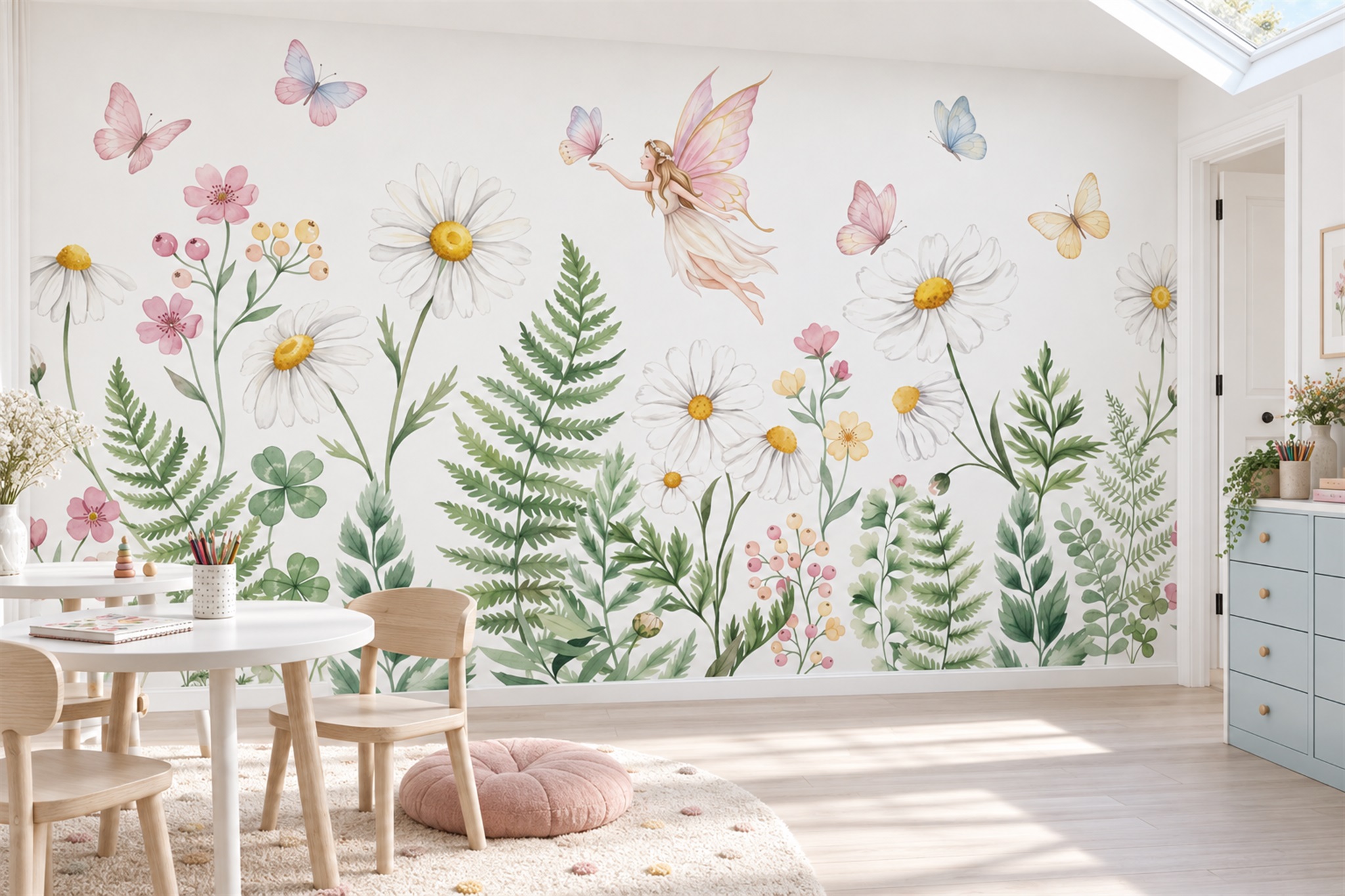 Pink Pattern Decorative Abstract Wallpaper Mural Office-wallpaper-murals, Shown In A Home Office, Peel-and-stick Finish