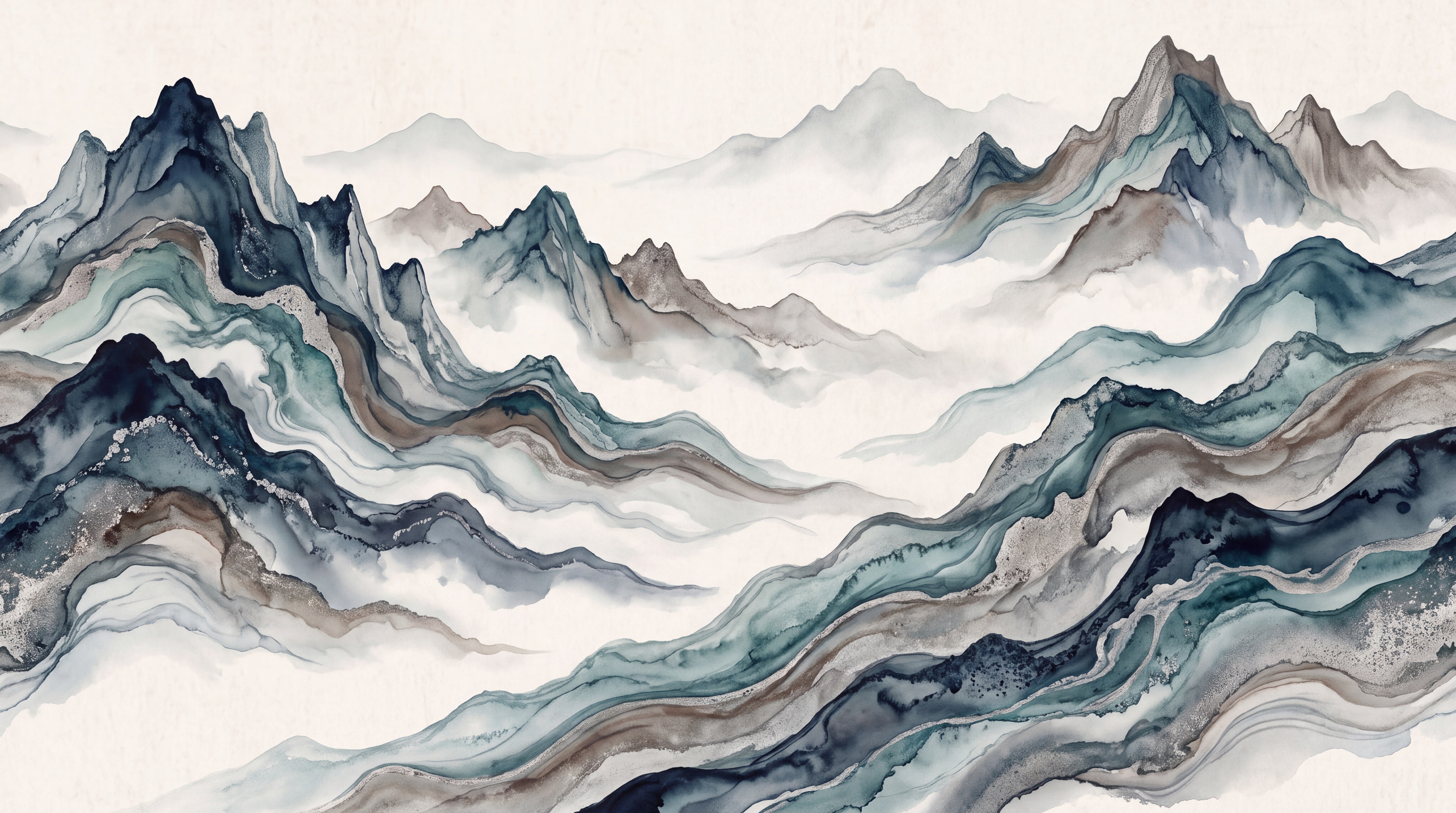 Blue Pattern Decorative Layered Wallpaper Mural, Peel-and-stick Finish