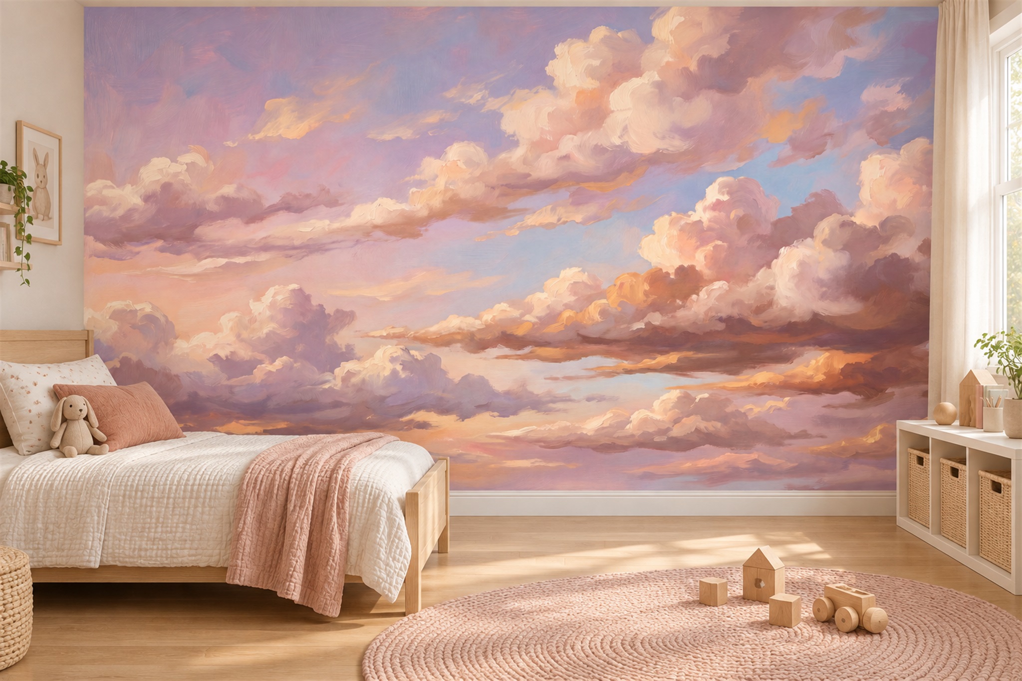 Pink Pattern Decorative Layered Wallpaper Mural Accent-wall-wallpaper-murals, Peel-and-stick Finish
