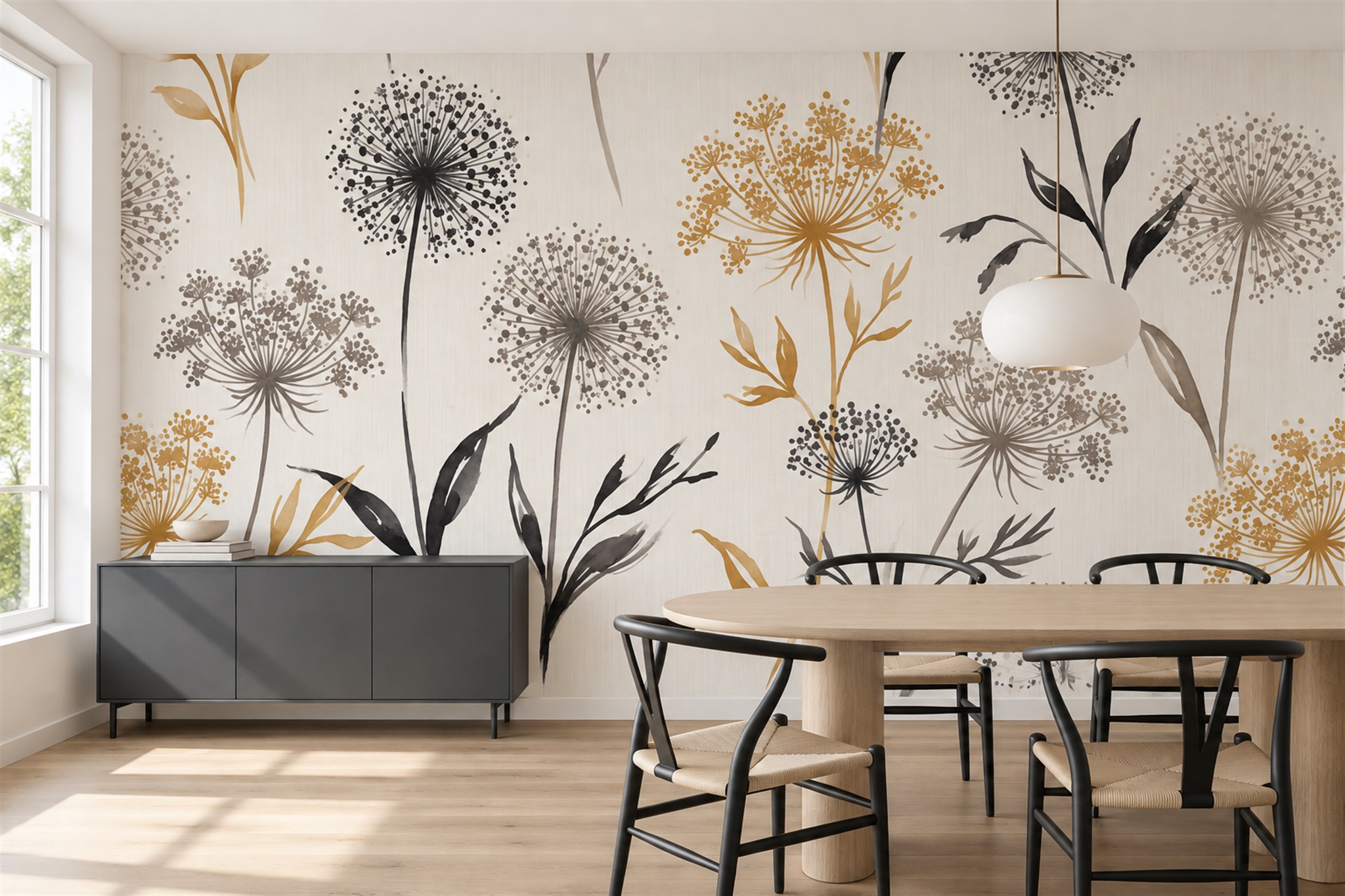 Gold Pattern Decorative Layered Wallpaper Mural Feature-wall-wallpaper-murals, Peel-and-stick Finish