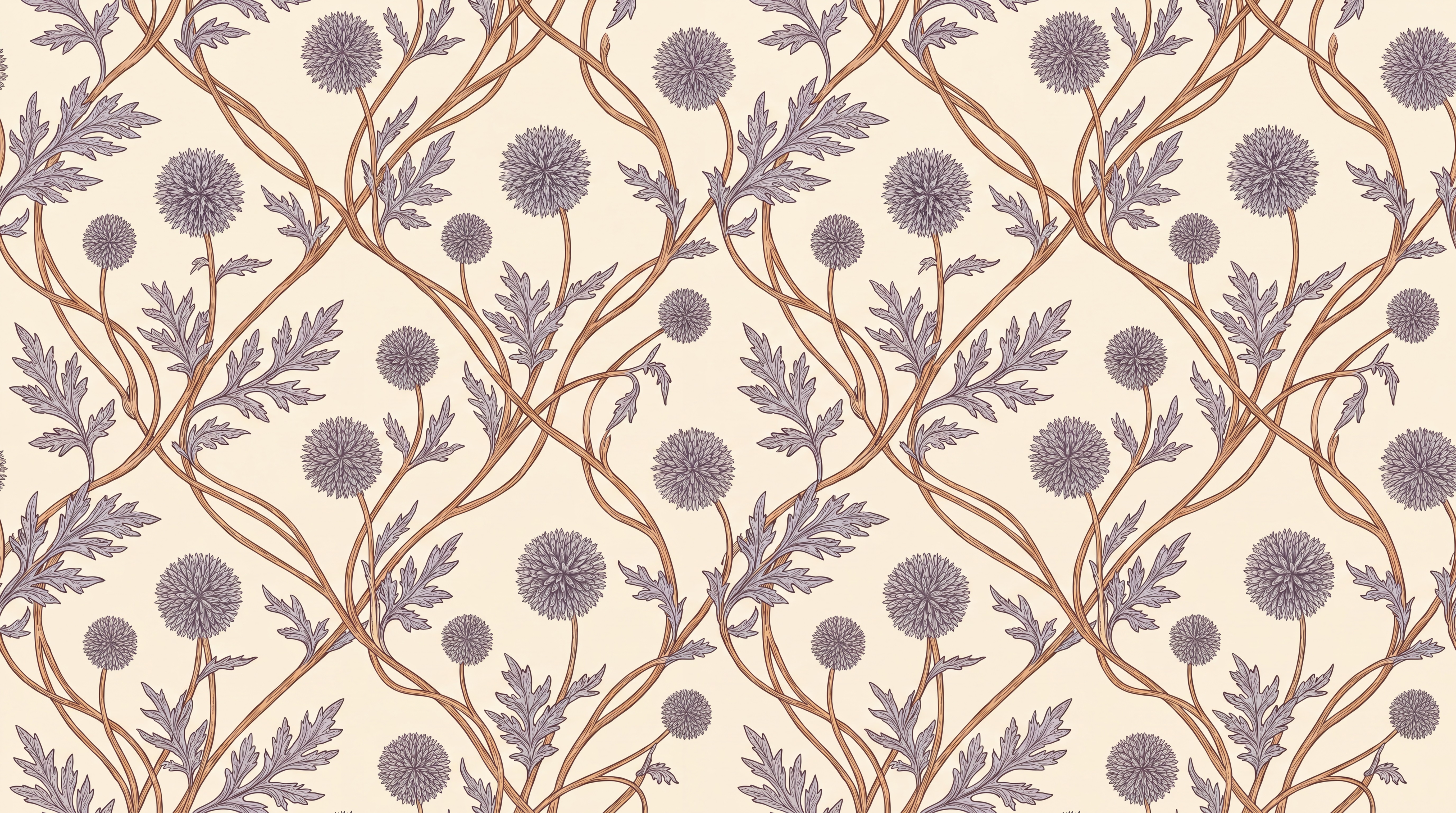 Lilac Floral Botanical Wallpaper Mural, Peel-and-stick Finish
