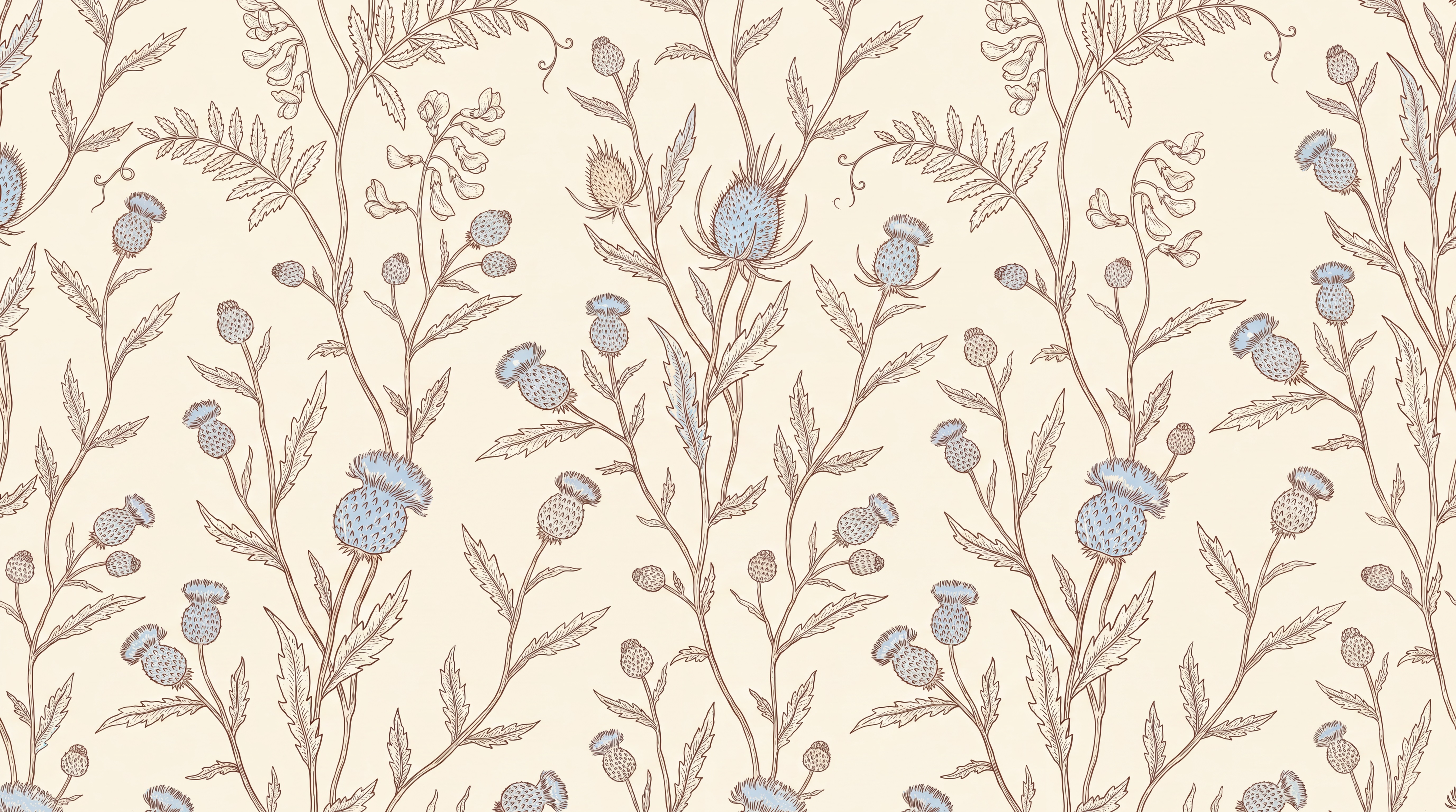 Blue Pattern Decorative Painterly Wallpaper Mural, Peel-and-stick Finish