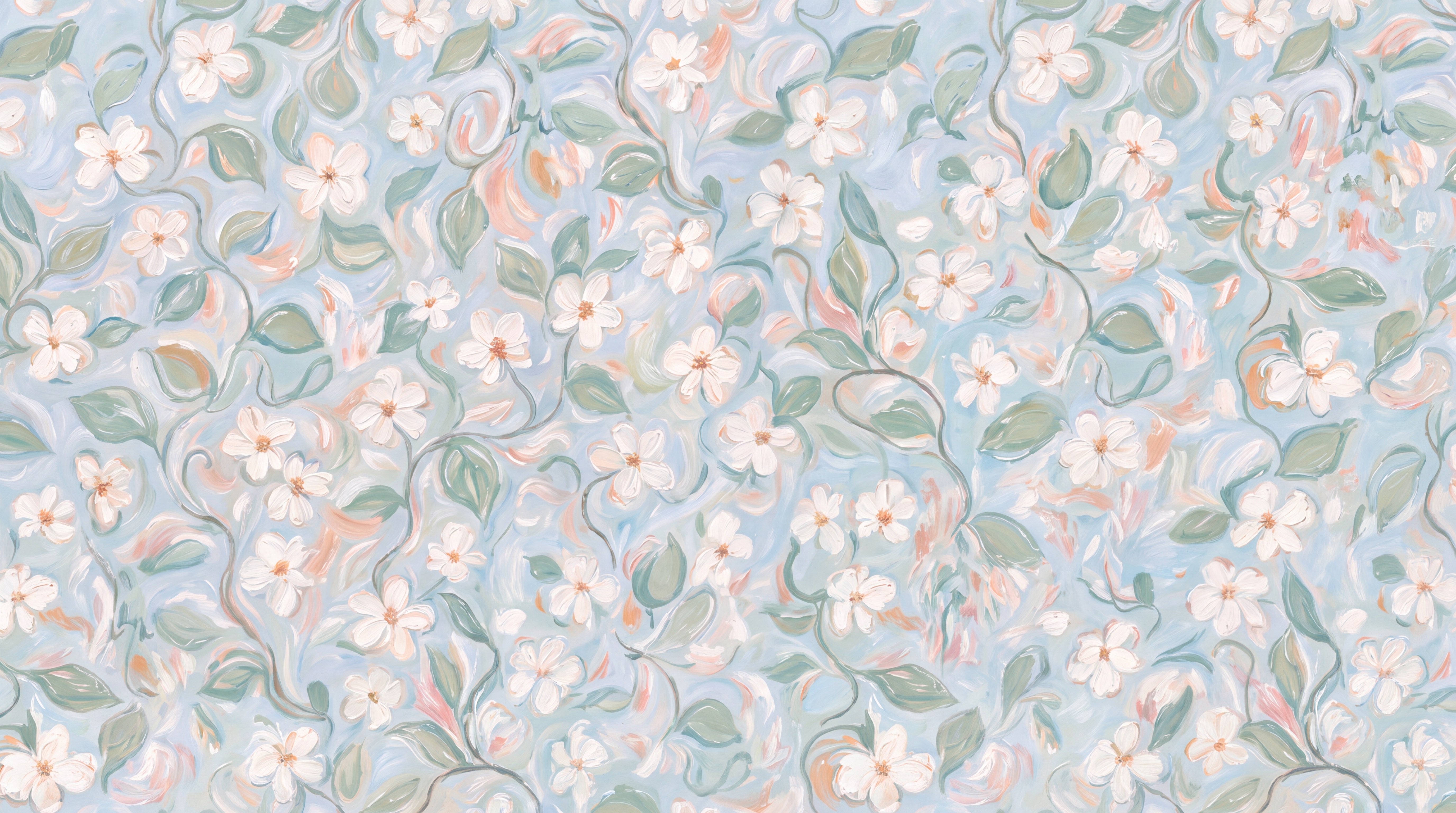 Blue Blossom Botanical Wallpaper Mural Bedroom-wallpaper-murals, Peel-and-stick Finish
