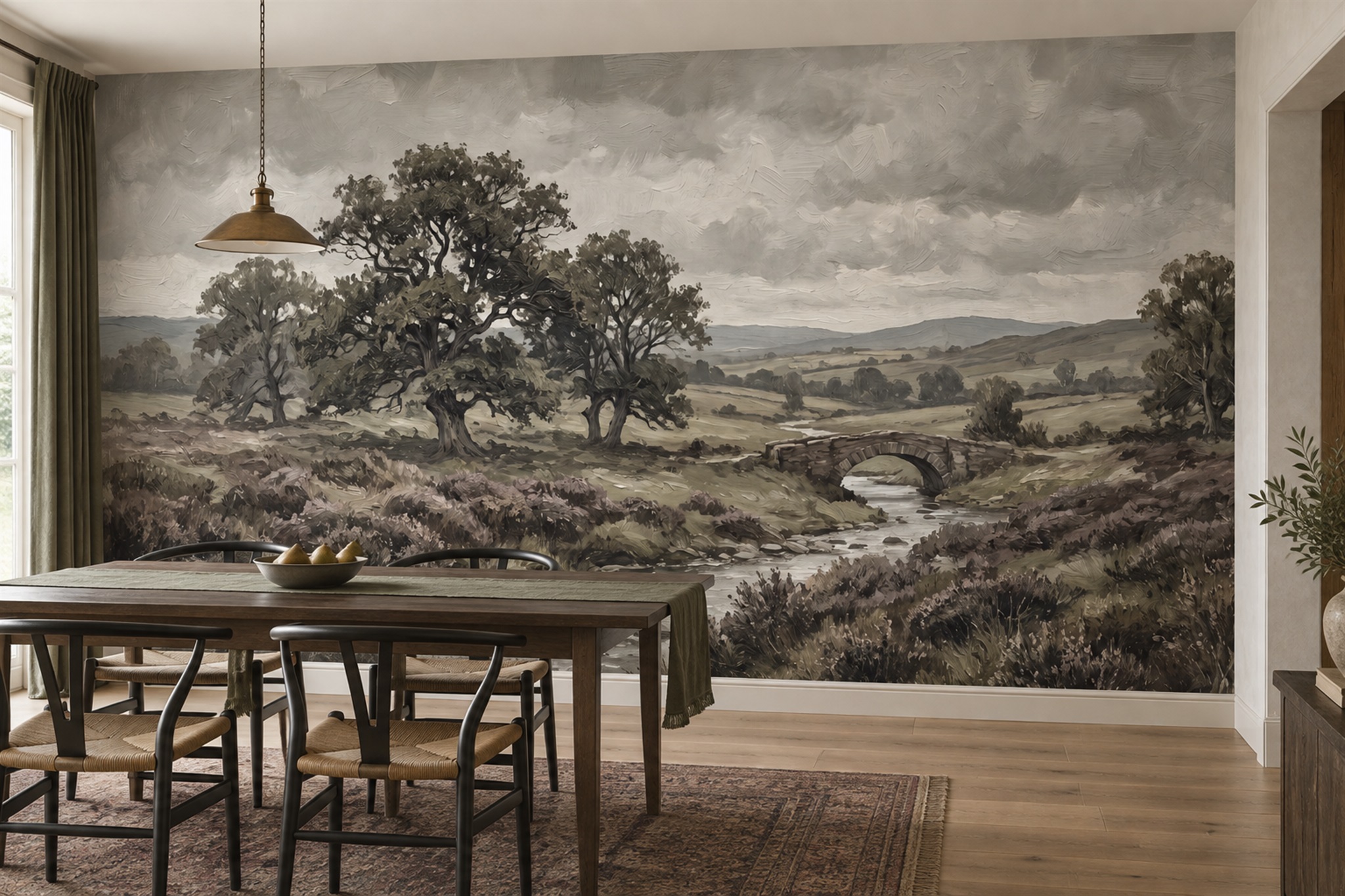 Grey Pattern Decorative Wallpaper Mural Dining-room-wallpaper-murals, Peel-and-stick Finish