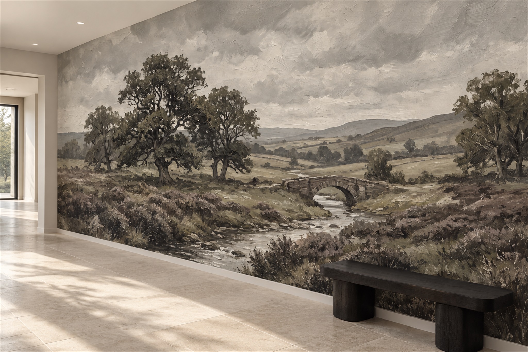 Grey Pattern Decorative Wallpaper Mural Office-wallpaper-murals, Shown In A Home Office, Peel-and-stick Finish