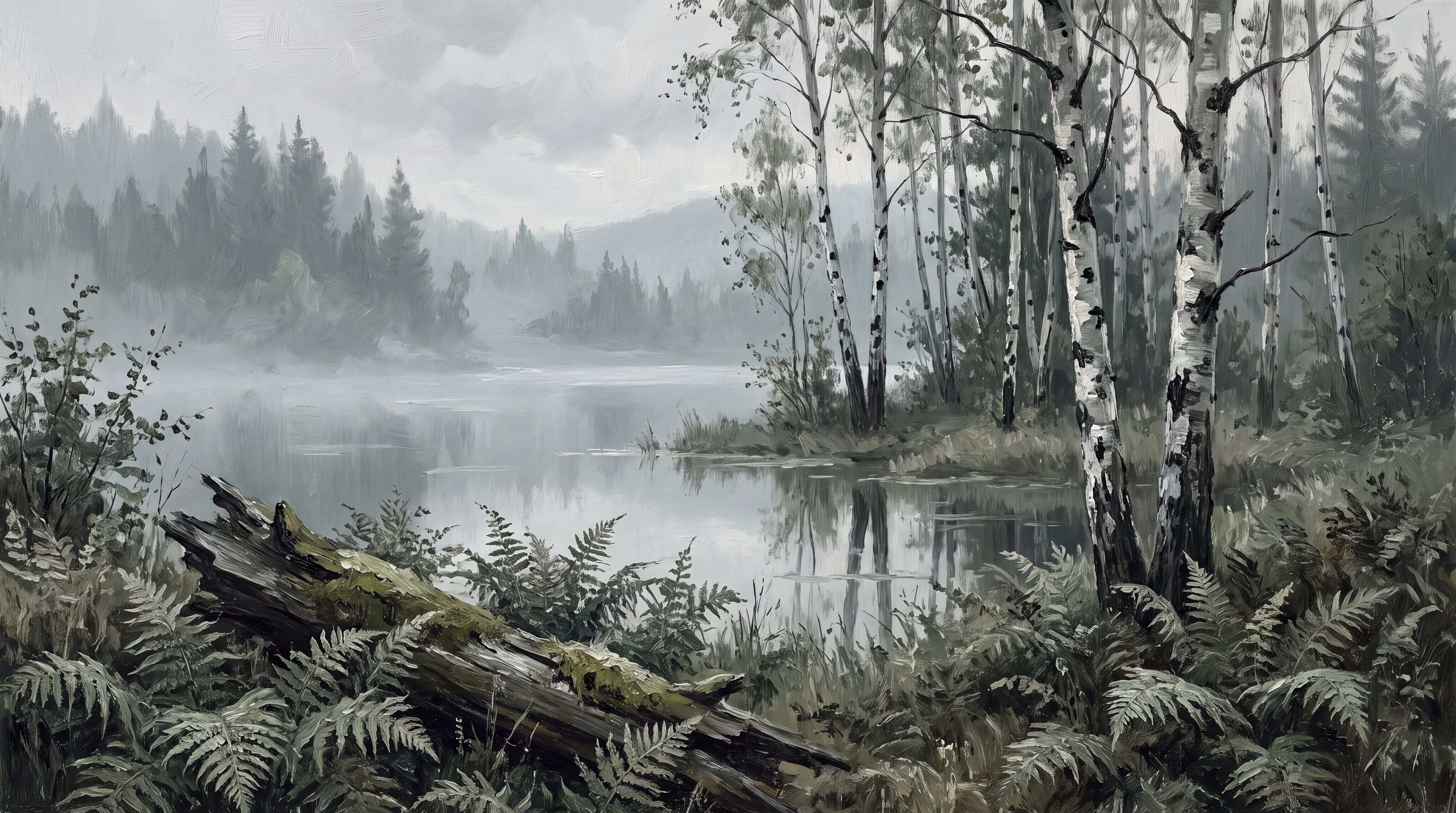 Grey Birch Scenic Wallpaper Mural, Peel-and-stick Finish