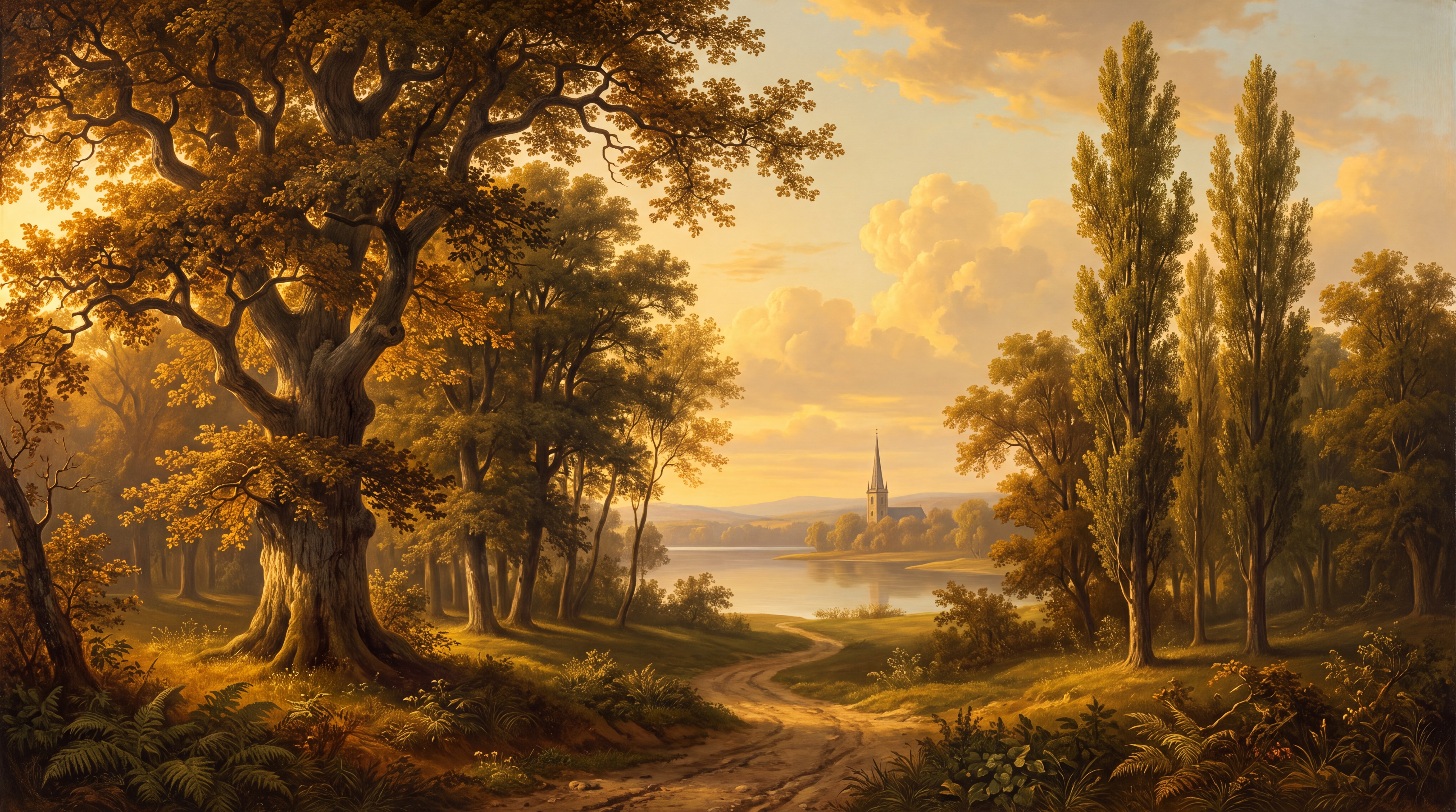 Gold Forest Scenic Decorative Wallpaper Mural Hallway-wallpaper-murals, Peel-and-stick Finish